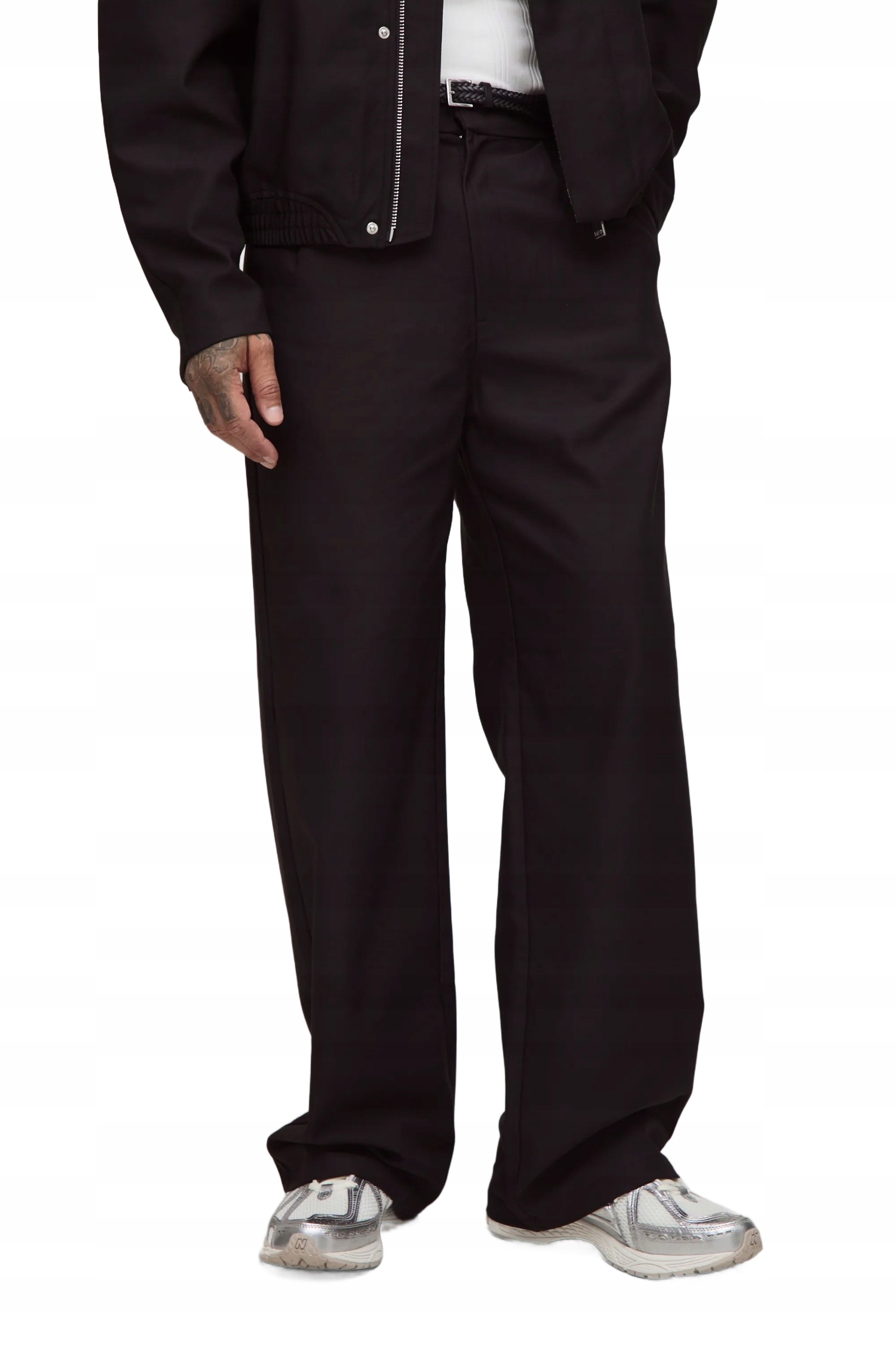 Boohooman Černé Pánské Rovné Dlouhé Kalhoty Pro Každodenní Nošení 38 Z3A