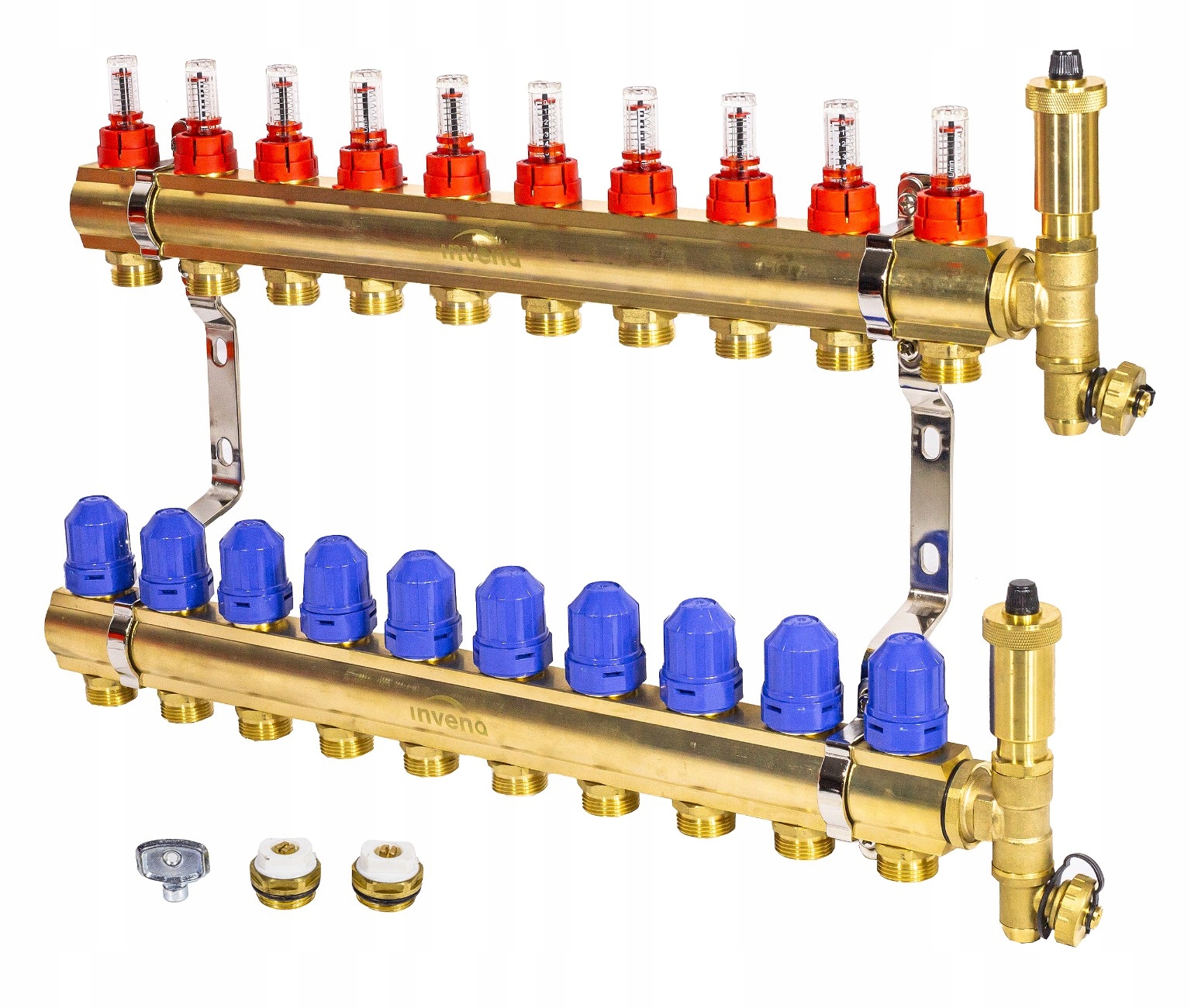 Podlahový Rozdělovač Podlahového Vytápění S 10 Obvodovou Mosaznou Sekcí