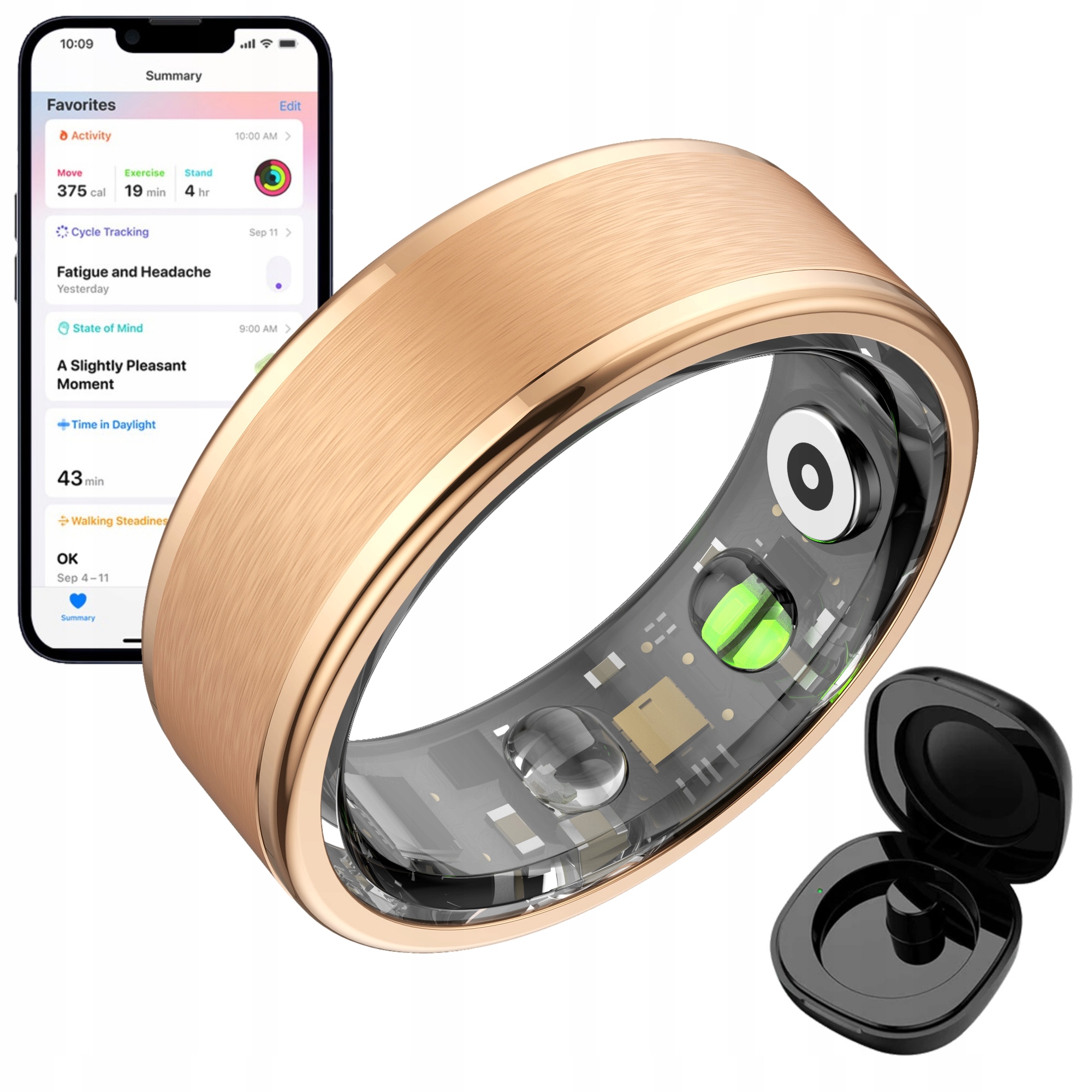 Smartring OneRing 62mm złoty IP68 etui dedykowana aplikacja 20mm średnica