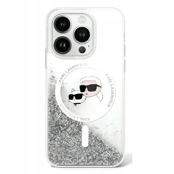 Etui Karl Lagerfeld Liquid Glitter Karl Choupette Head Magsafe na iPhone