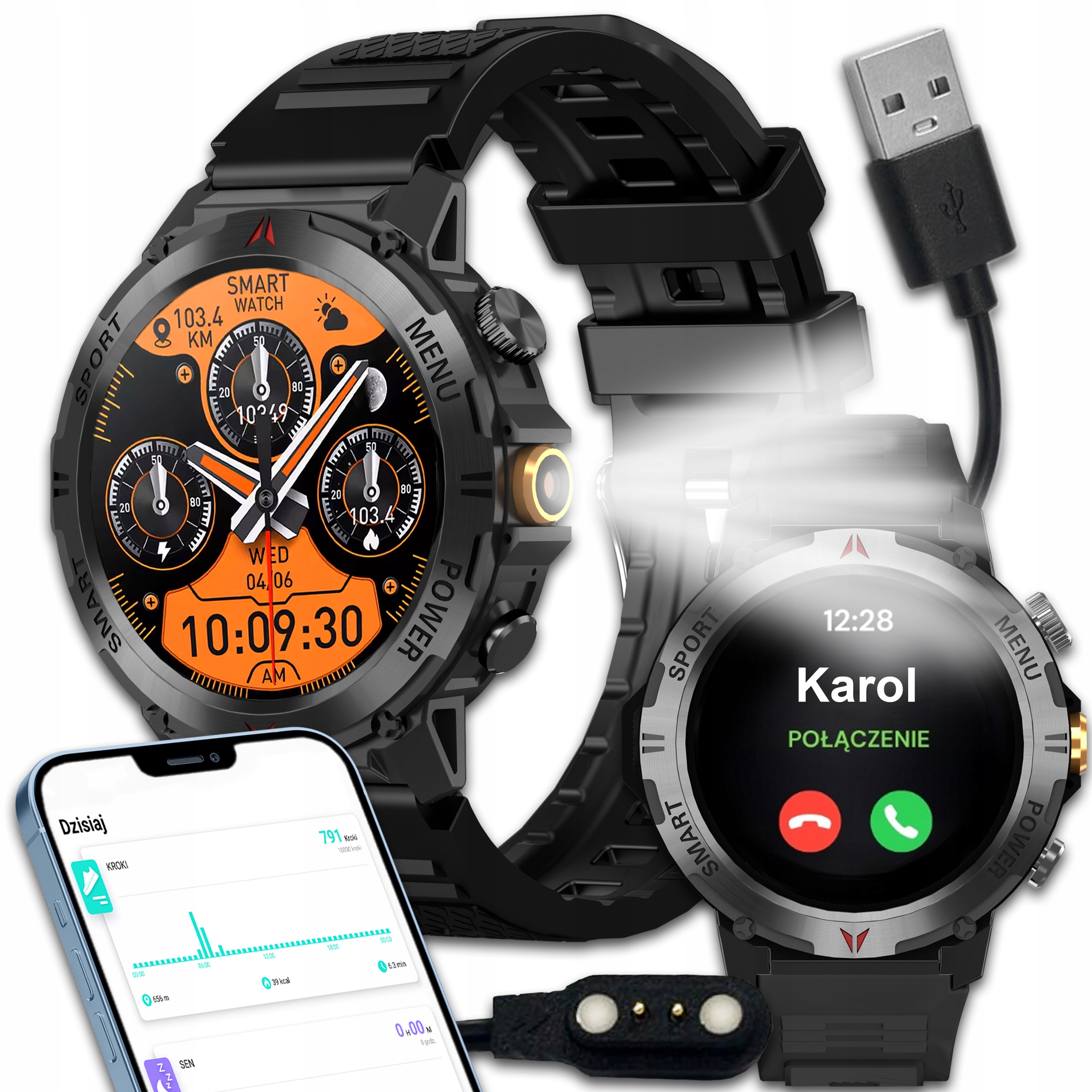 Chytré Hodinky Pánské Voděodolné Hovory Tlak Měření Ekg Sport Menu Pl