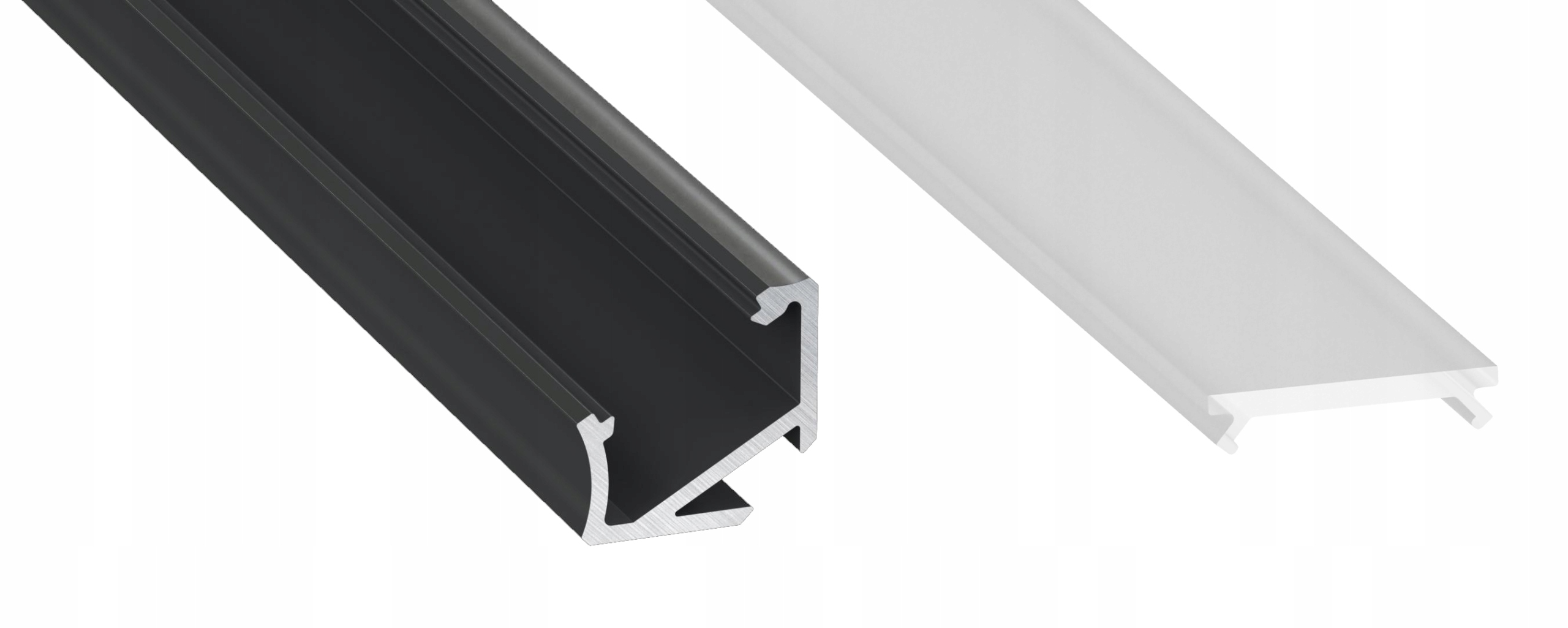 

Profil aluminiowy H 30°/60° 1m Czarny z kloszem
