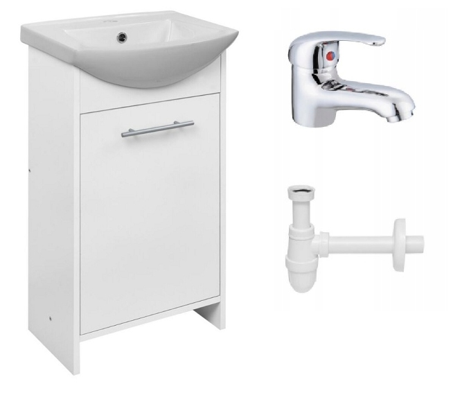 ZESTAW SZAFKA ŁAZIENKOWA Z UMYWALKĄ GRATIS BATERIA SYFON