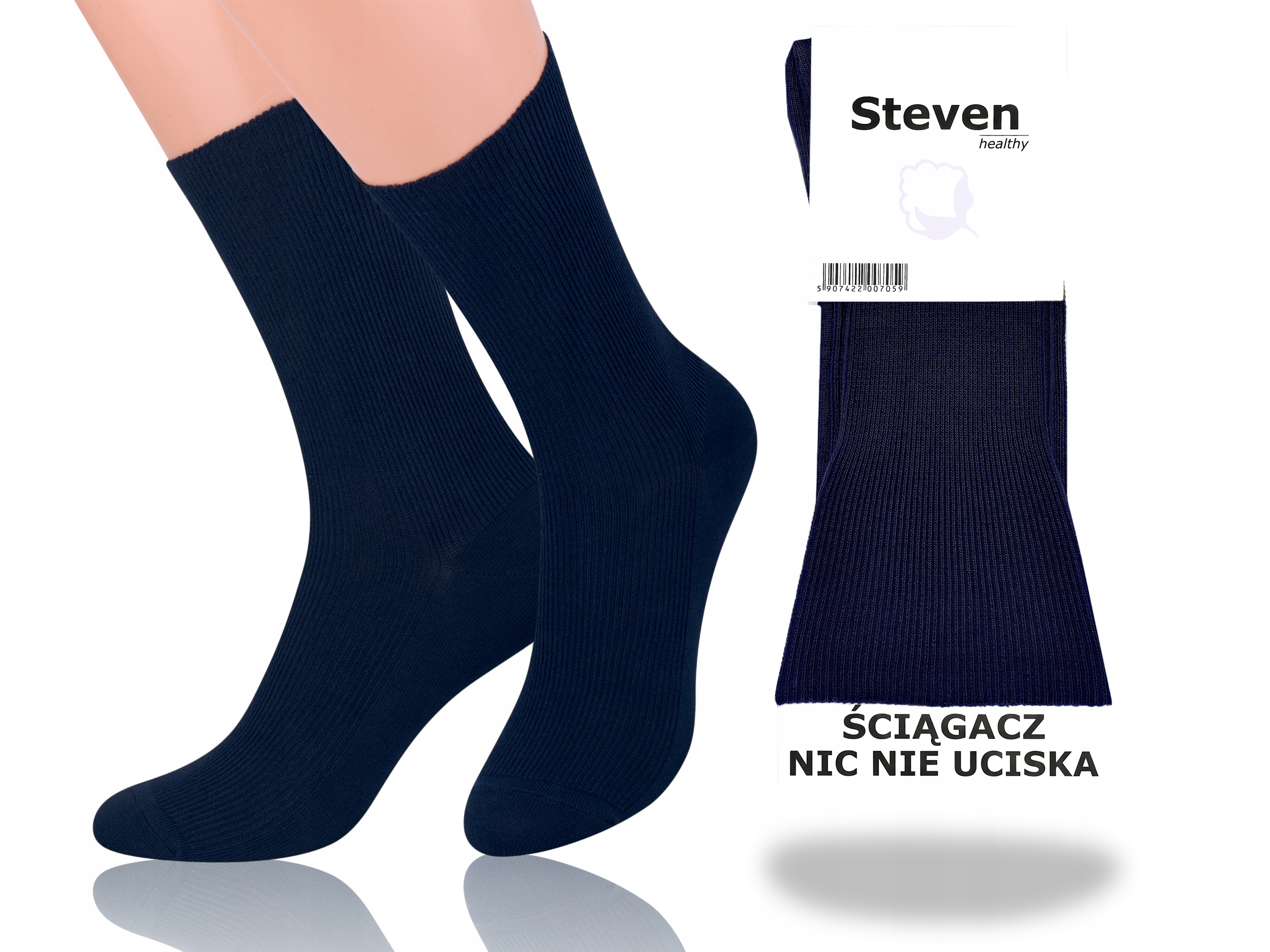 

Steven 018 Skarpety Bezuciskowe Granatowy 39-42