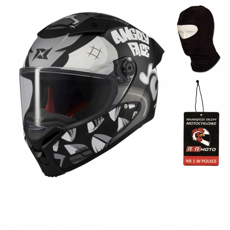Motocyklová prilba Axxis Fenix Angry Face B2 Matt čierna šedá Darčeky