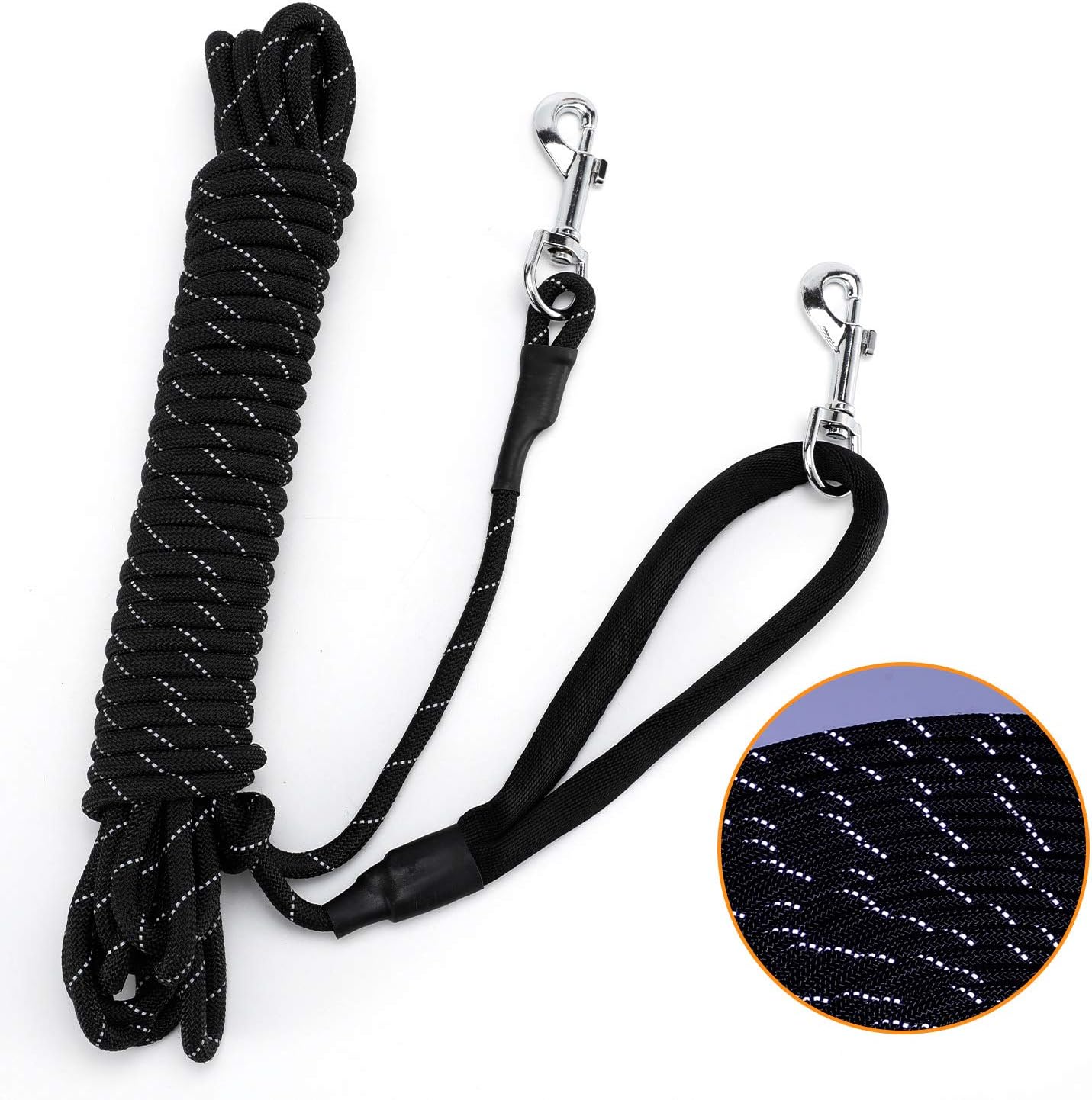 Levně Pettom reflexní vodítko s páskem a karabinkami pro psy M 10 m