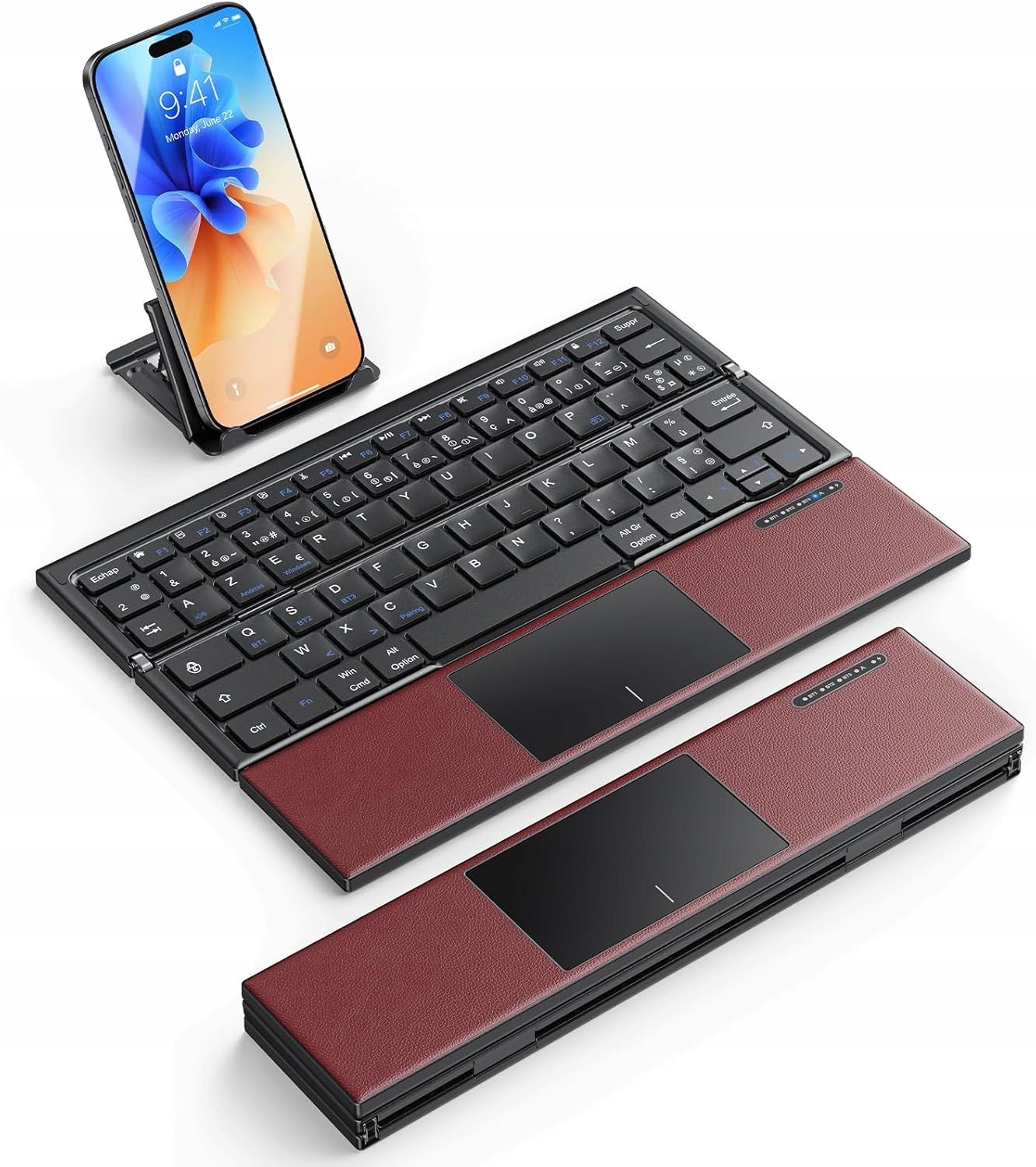 Omoton Składana Klawiatura Bluetooth Z Touchpadem Bezprzewodowa Azerty