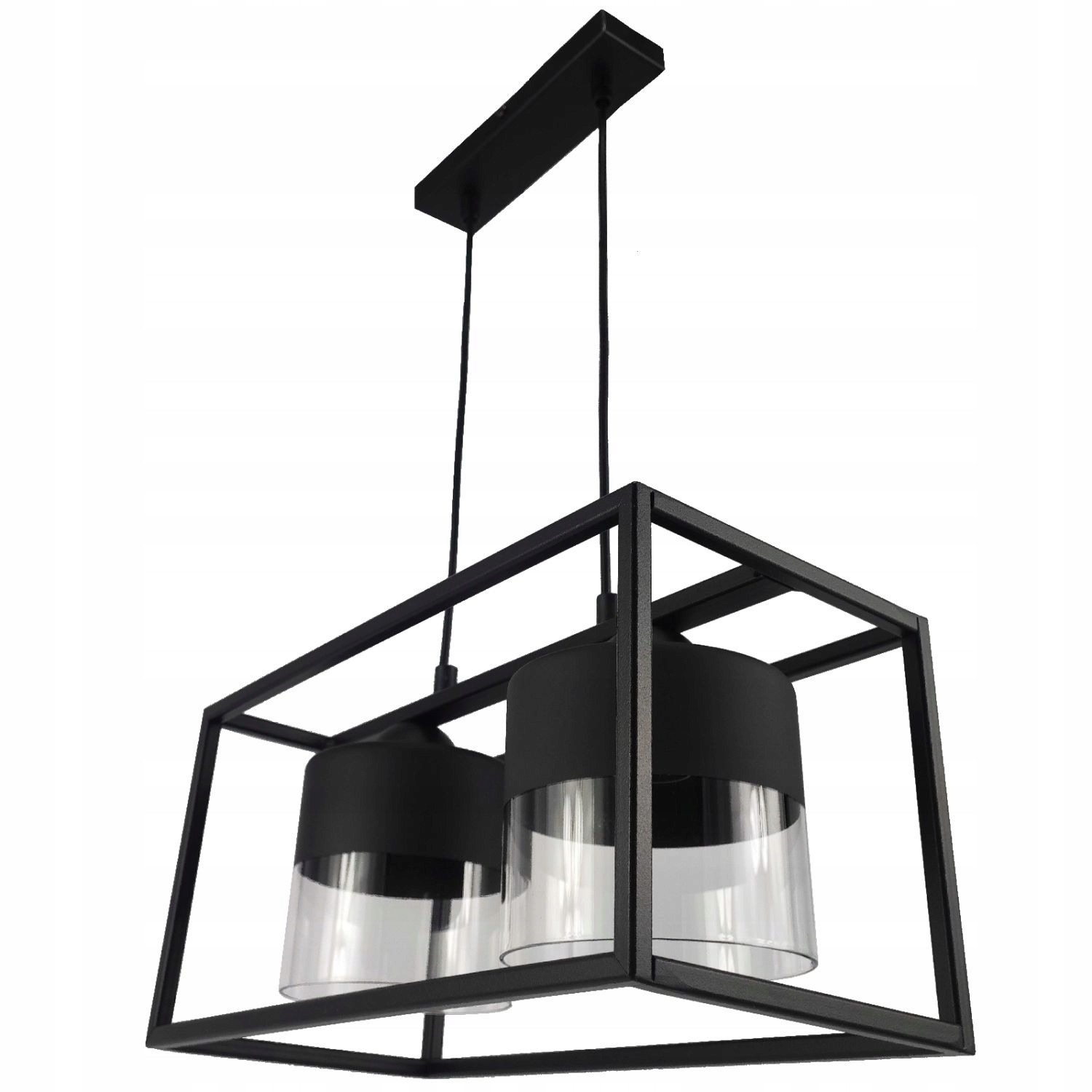 Lampa wisząca sufitowa żyrandol Led Box Black 2 plafon czarna klatka