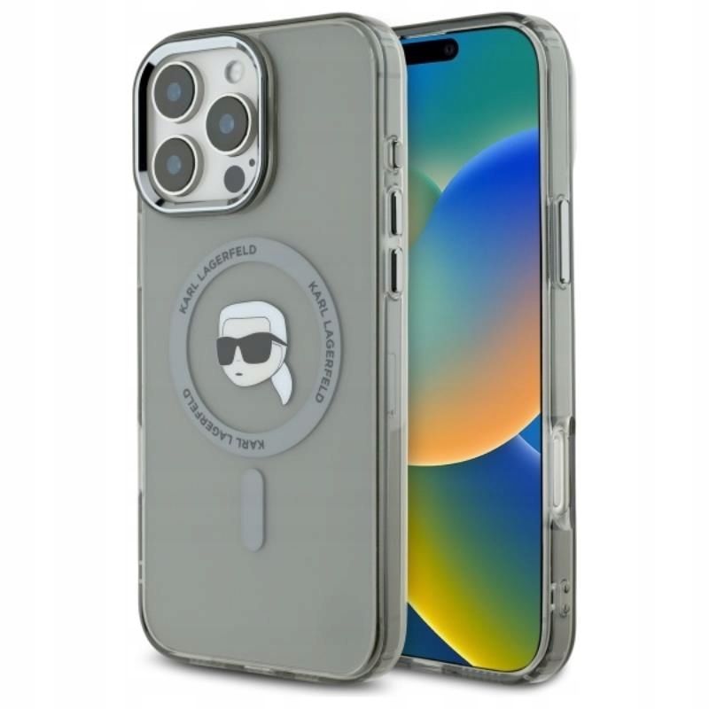 Karl Lagerfeld IML Metal Karl Head MagSafe Pouzdro pro iPhone 16 Pro (černé)