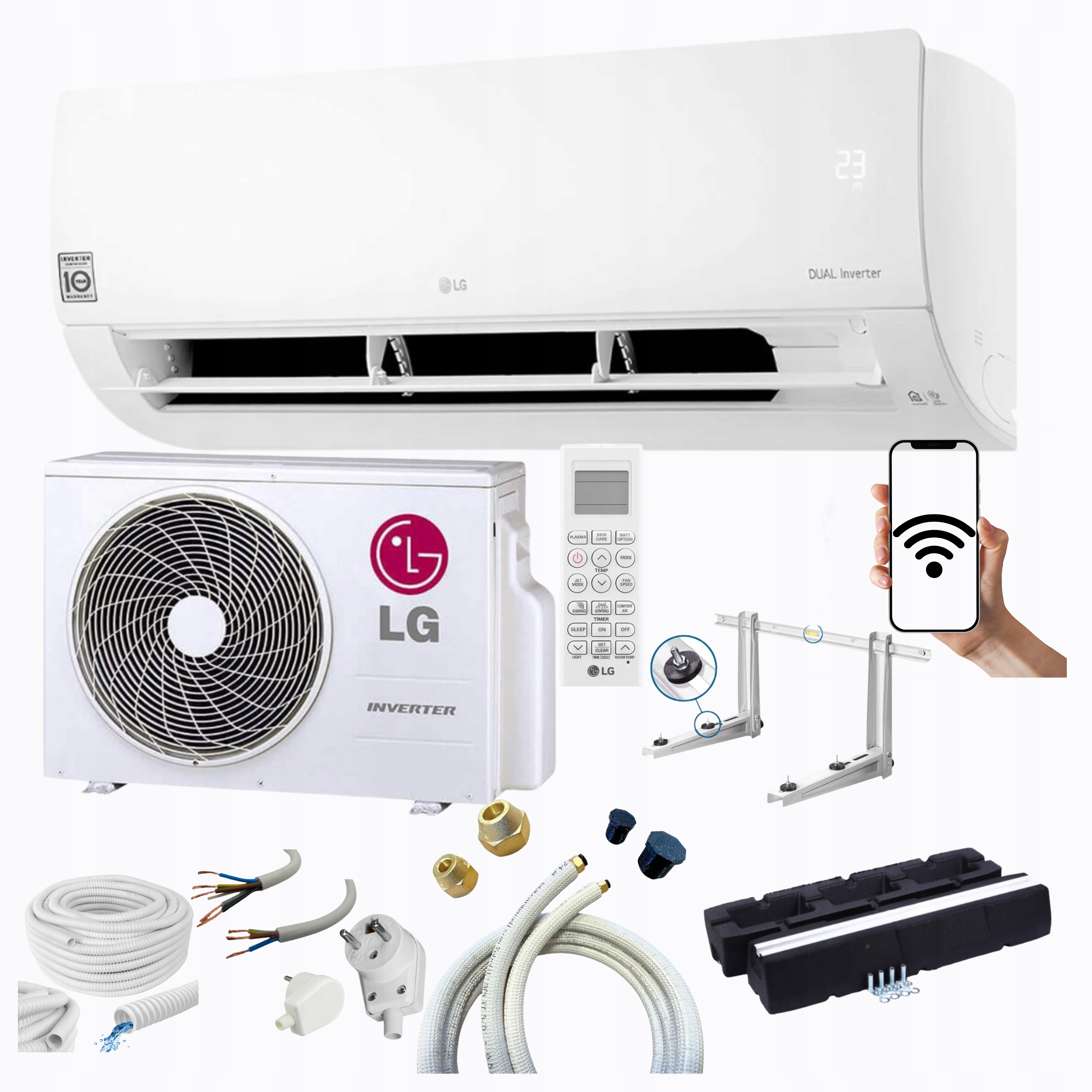 Nástenný klimatizátor Lg Standard 2 3,5 kW 40 m2 WifI Hotová Montážna Sada