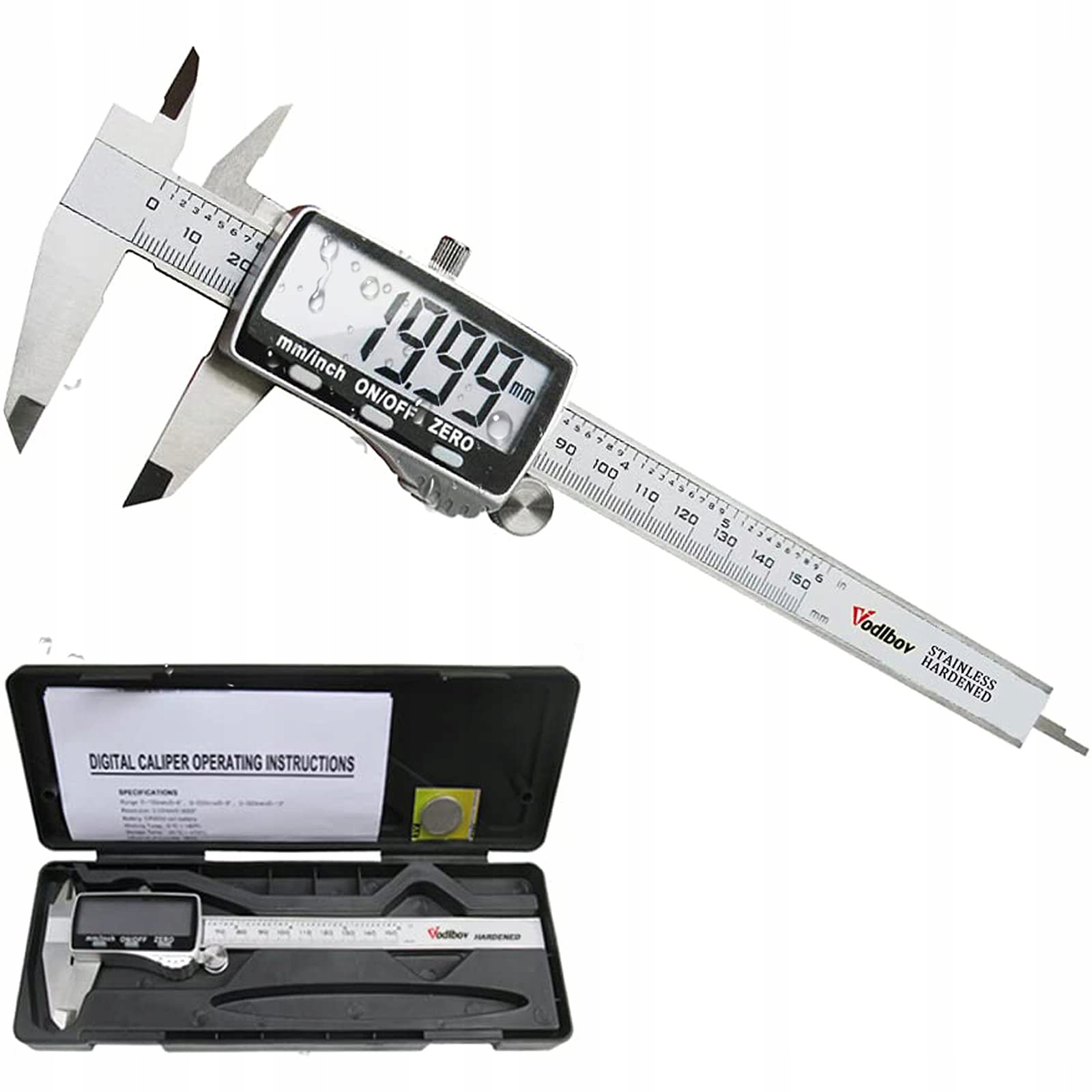 VODLBOV Cyfrowa Suwmiarka 150mm Wysokoprecyzyjna Stalowa z LCD — miniatura 2