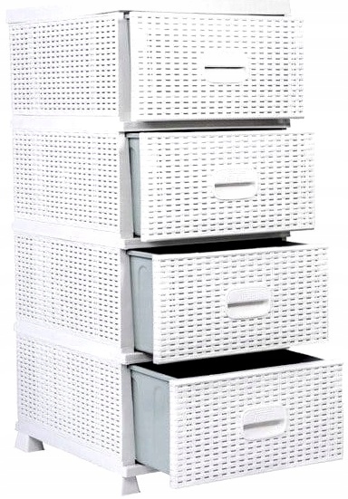 Komoda Szafka Plastikowa Modna Regał Rattan Łazienka 4 Szuflady Do Łazienki Wysokość mebla 90 cm