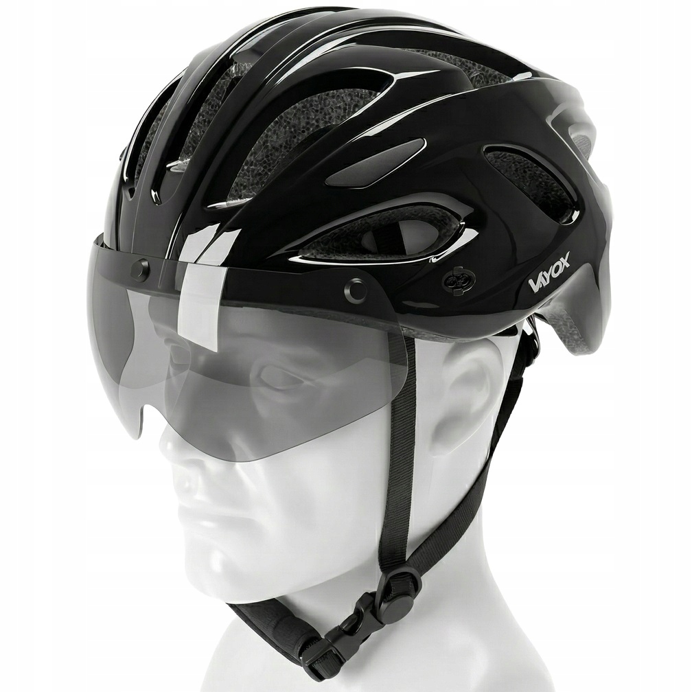Kask Rowerowy Z Daszkiem Regulowany 55-58cm Lampka Tylna Gogle Vayox