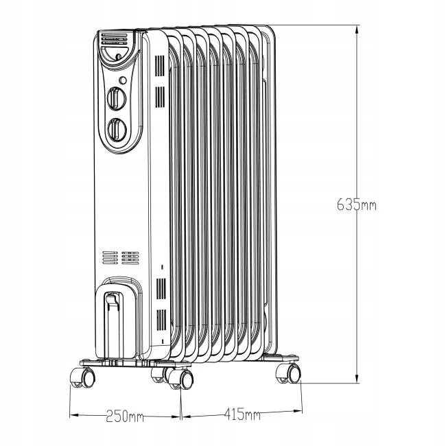 Масляный обогреватель 2000 Вт белый Другой бренд