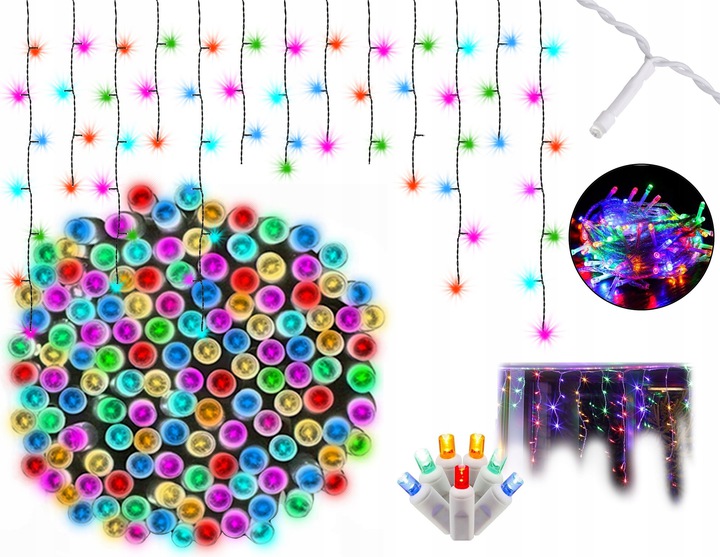 

Lampki Choinkowe Sople Girlanda 300LED Multikolor