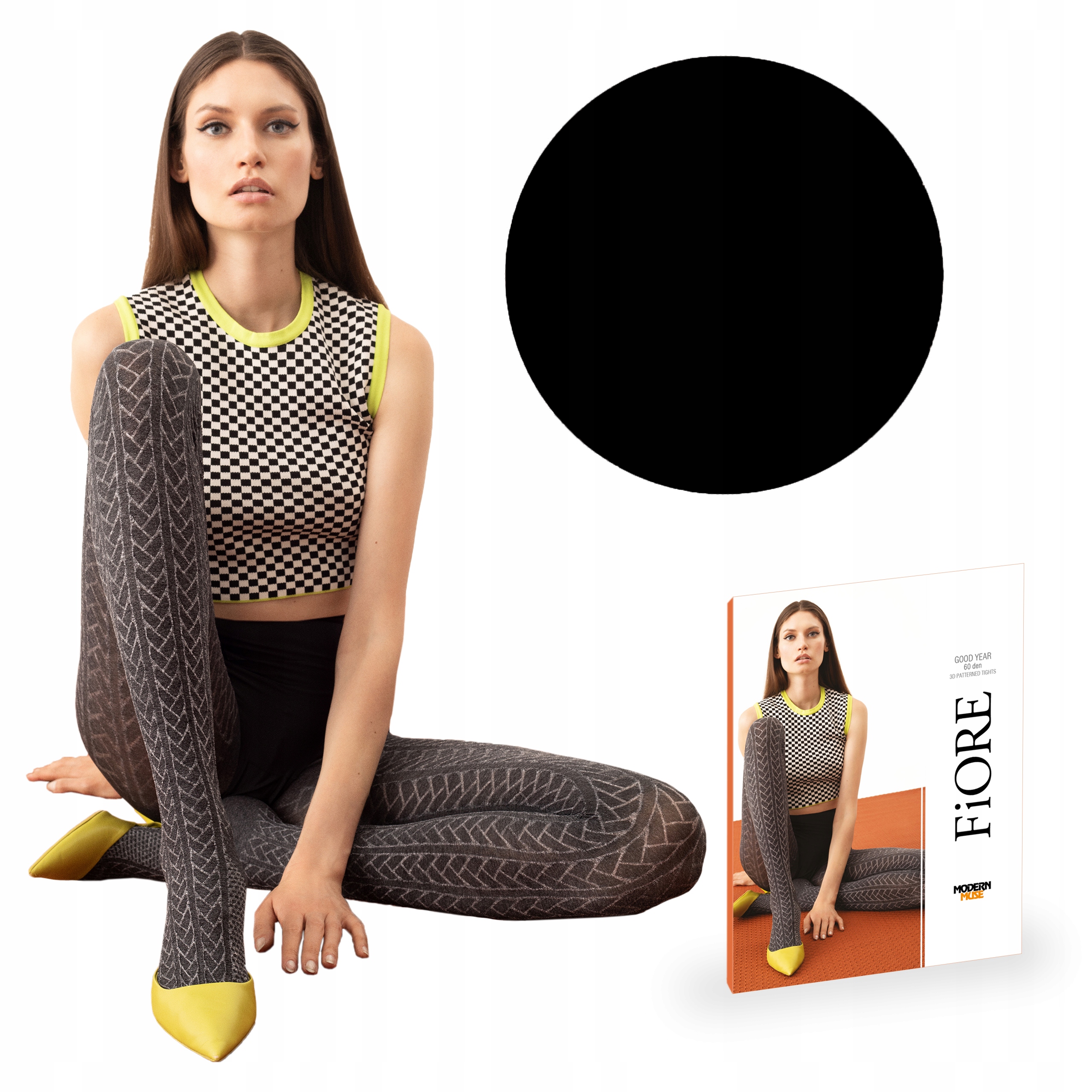 

Rajstopy Fiore Good Year 60den wzór rajd Black 4-L