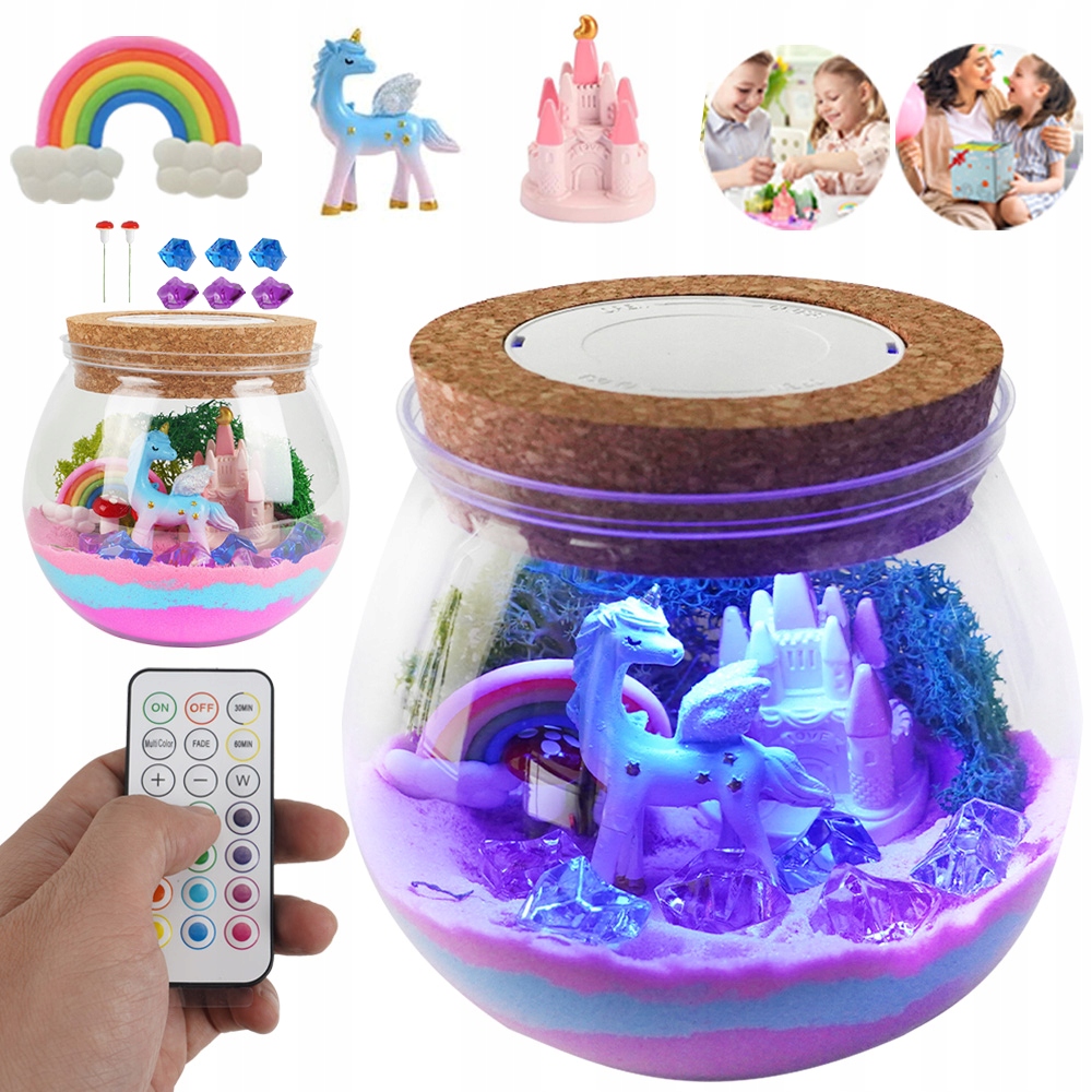 ZESTAW KREATYWNY DO TWORZENIA KRYSZTAŁ ZABAWKA TERRARIUM DIY Z LED +PILOT