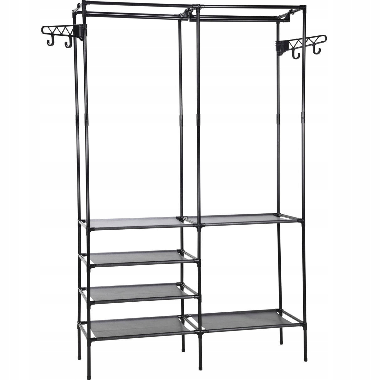 Stojanový Věšák Na Oblečení Kovový Černý 108 X 36 X 170 CM Se 6 Policemi