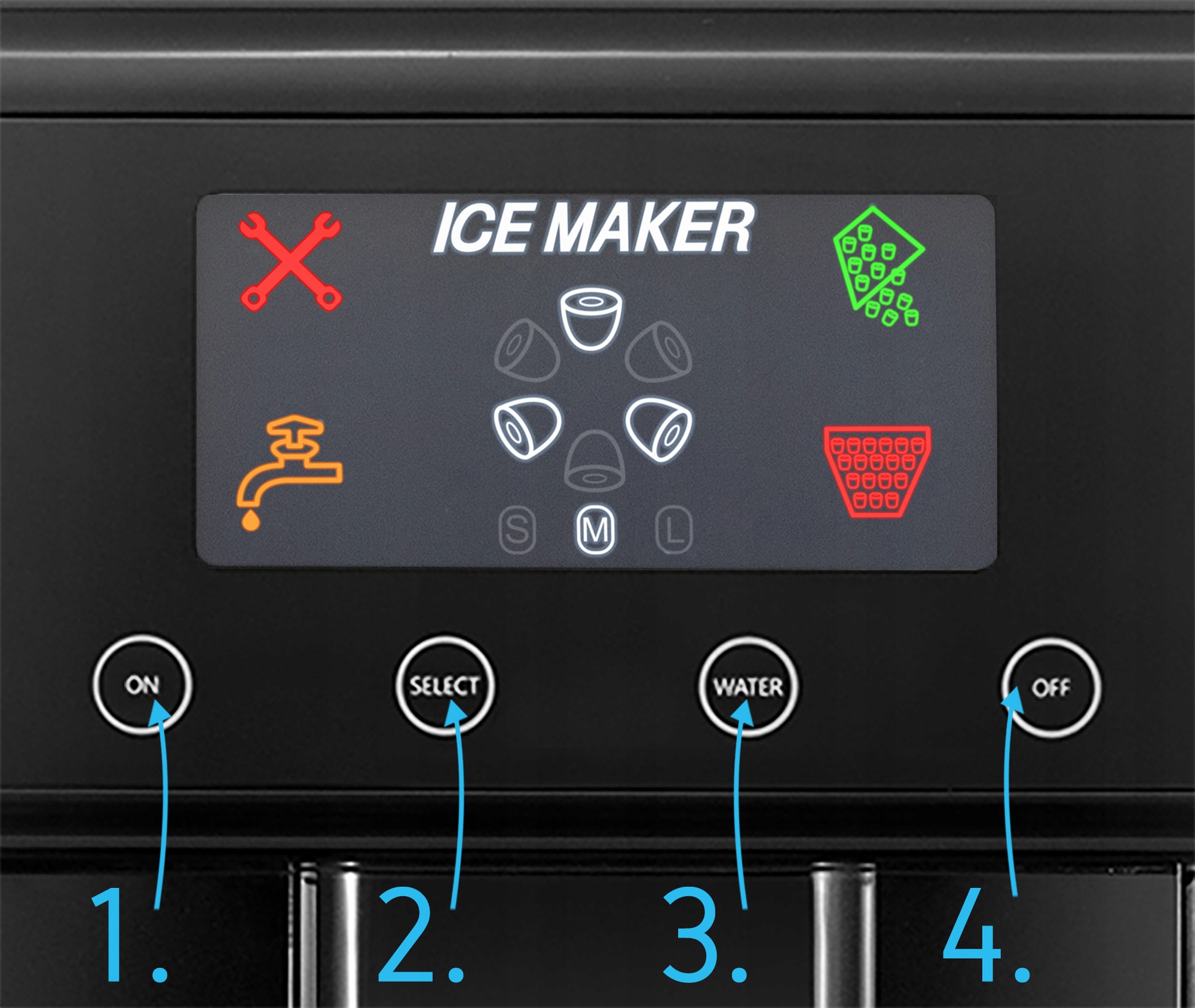 2w1 Kostkarka do lodu Dystrybutor wody Yoer 15kg/24h 150W +Kostki S/M/L Moc 150 W