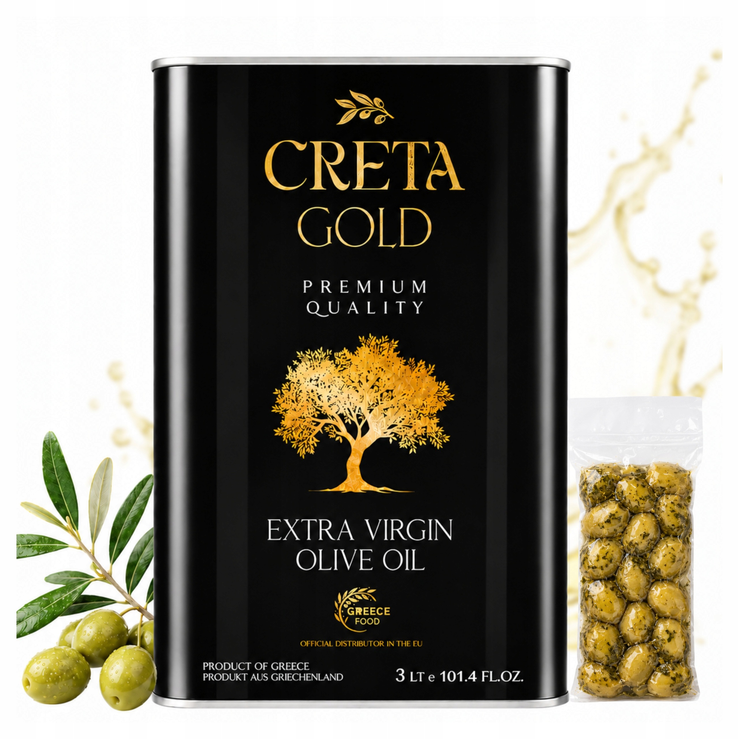 Extra panenský řecký olivový olej 3 l, přírodní, čerstvý, 3 l Dárek