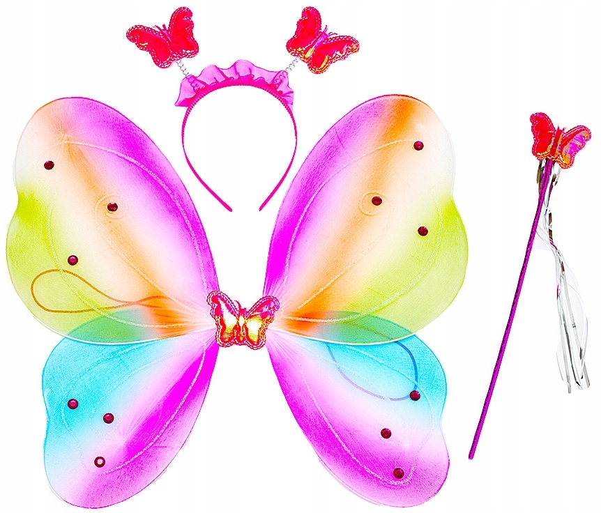 STRÓJ MOTYL MOTYLEK STROJE WRÓŻKA SKRZYDŁA KOSTIUM SPÓDNICZKA OPASKA 7w1 Marka inna marka