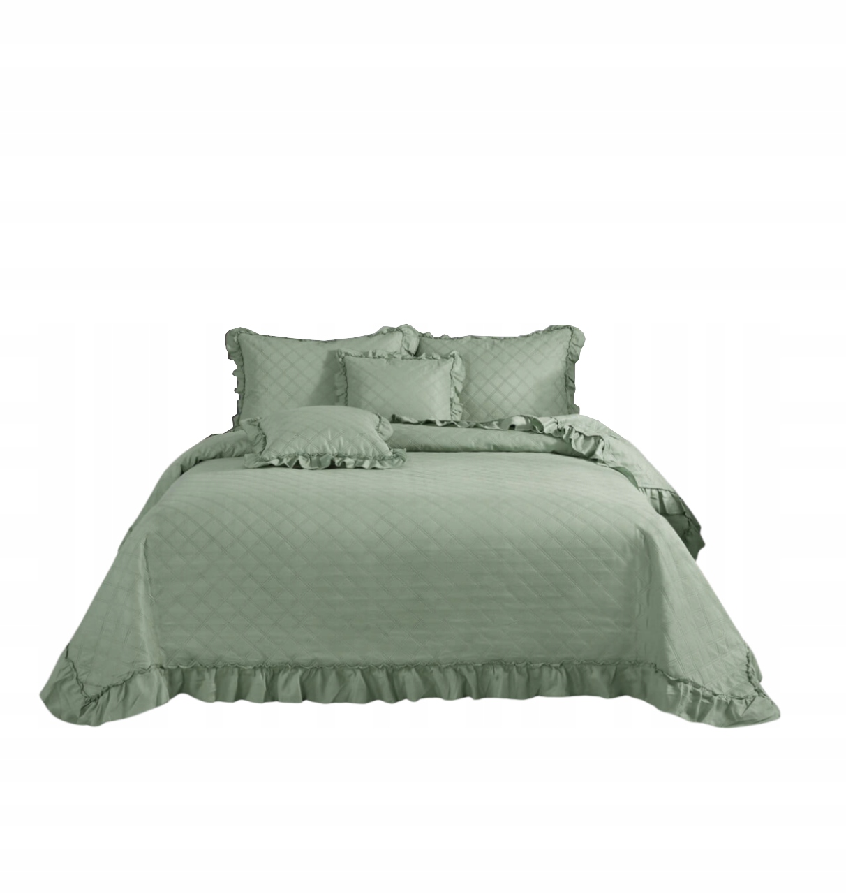 Dekorační přehoz Ruffy 240x220 prošívaná s volánkem, šalvějový