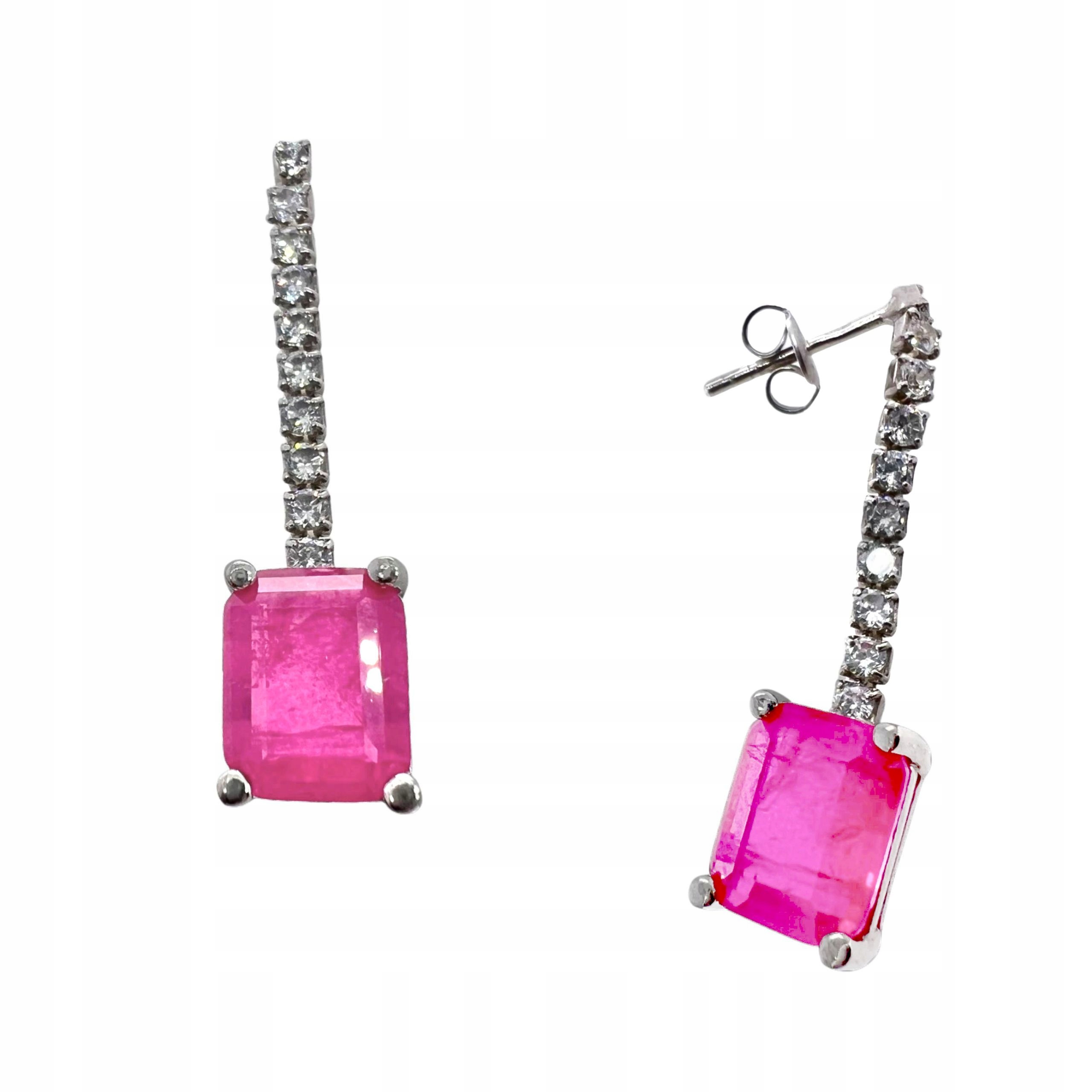 Dámské Náušnice S Převisem, Stříbrné, Ryzost 925 Růžové Turmalín Paraiba