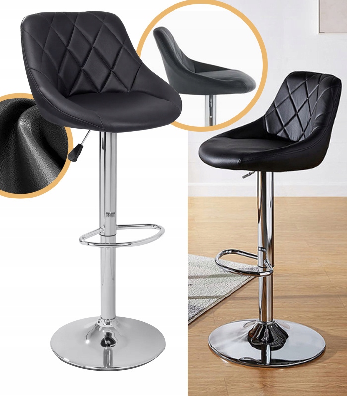 Barová Židle Barová Židle Kuchyňská Barová Stolička Prošívaná, Otočná, Nastavitelná