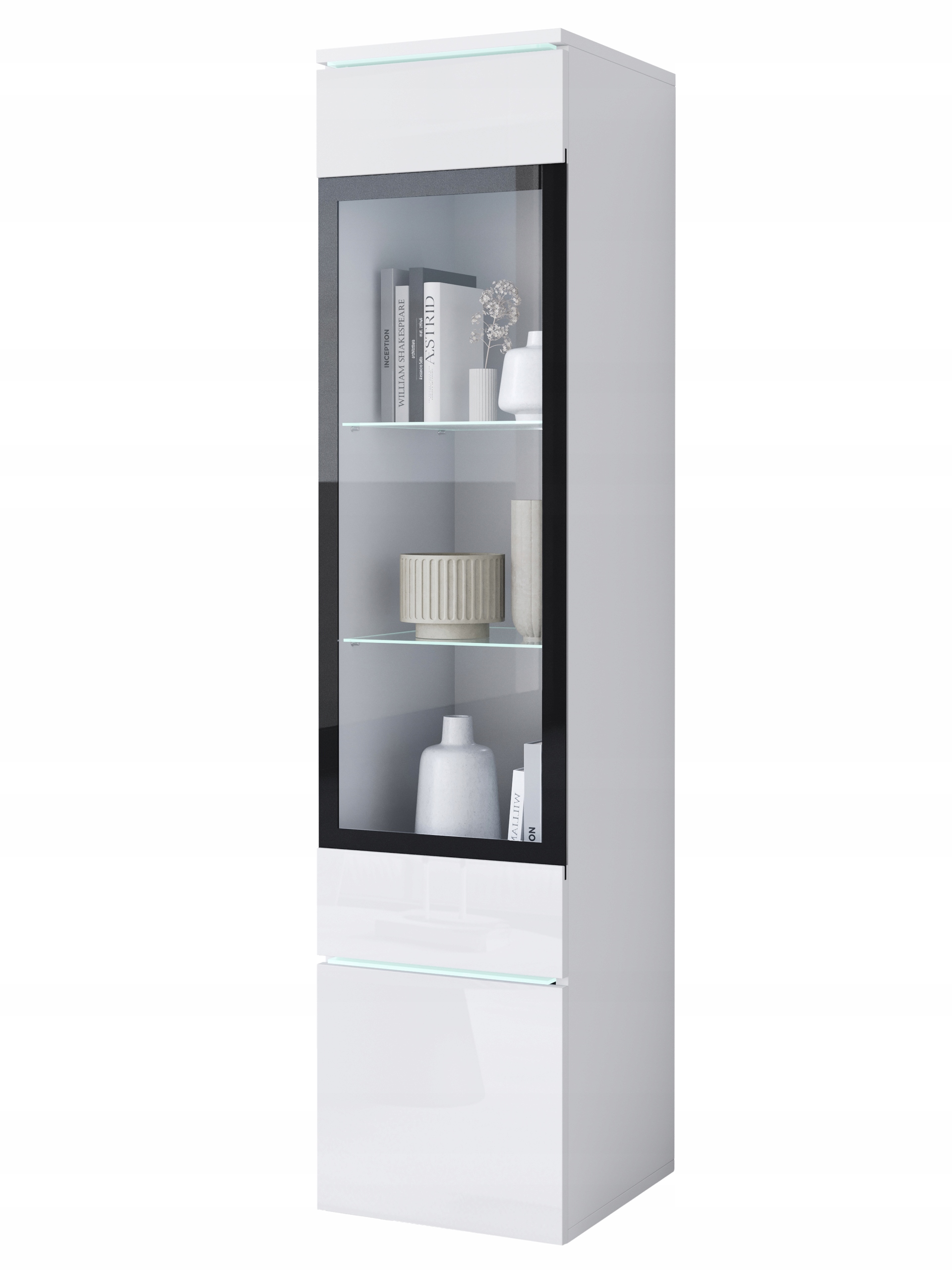 Moderní vysoká vitrína s prosklením Led osvětlení