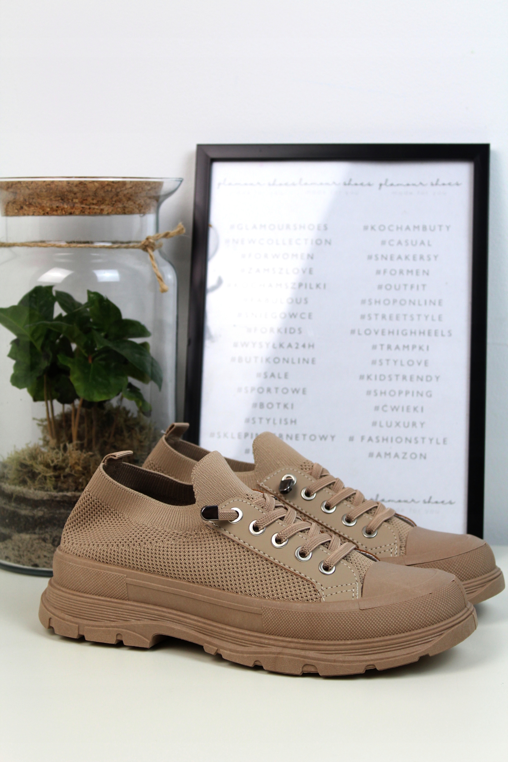 SPORTOWE BUTY DAMSKIE NA PLATFORMIE KHAKI 39 Płeć kobieta