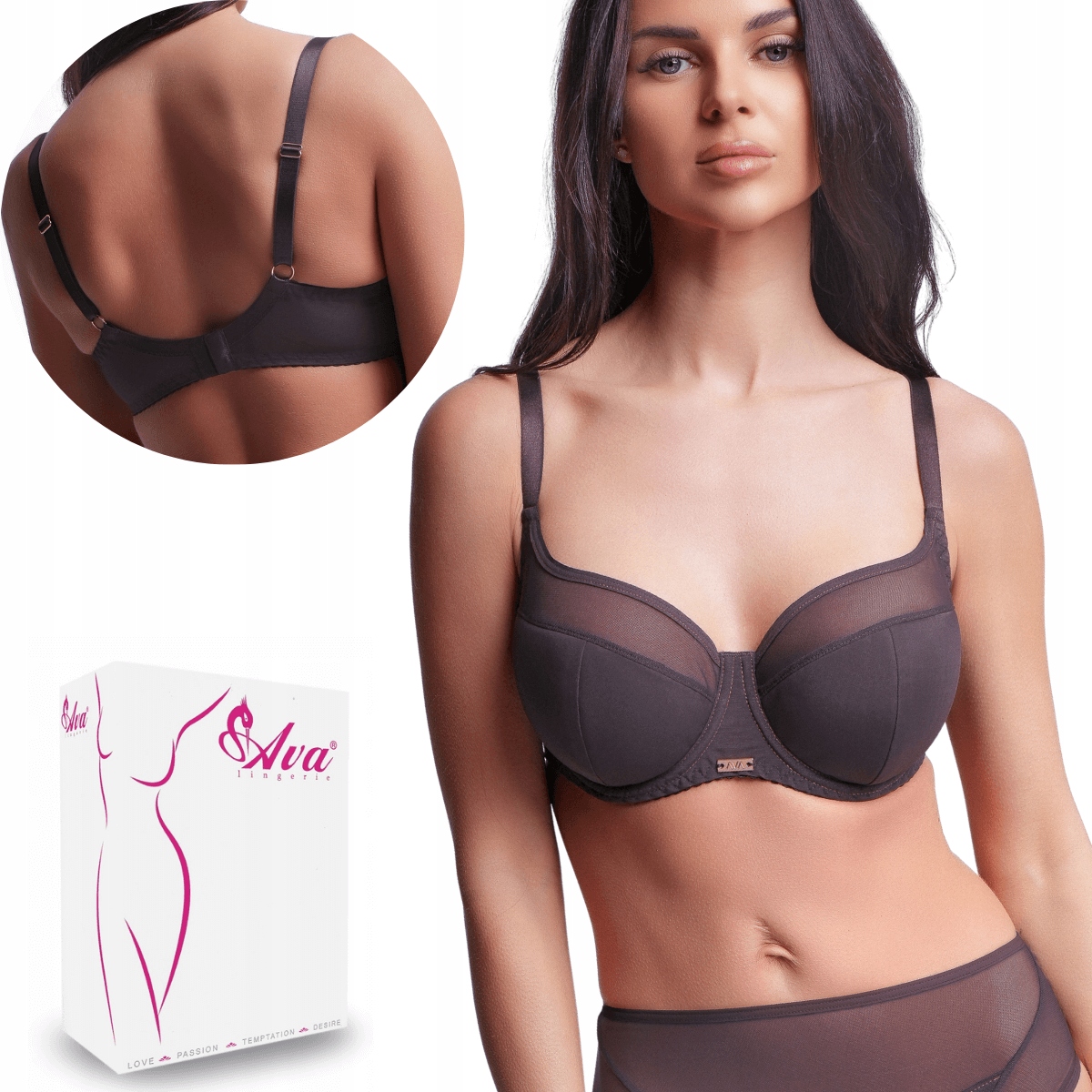 Podprsenka semi soft polovyztužená Ava 2268 s kosticemi z espressa 80D
