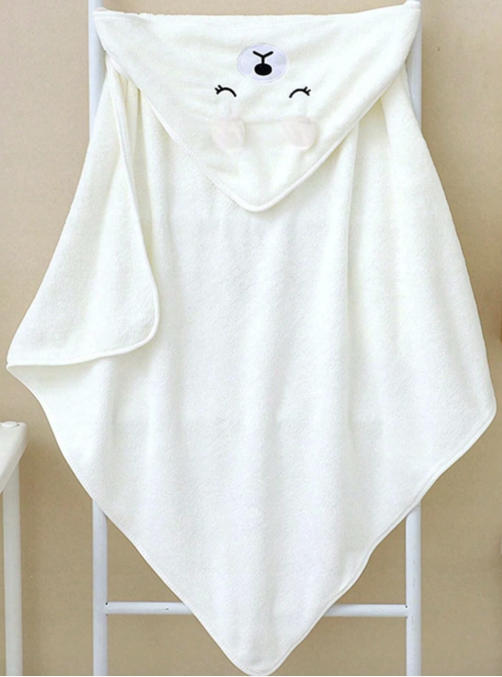 RĘCZNIK KĄPIELOWY OKRYCIE KĄPIELOWE Z KAPTUREM 80X80 CM PONCZO DLA DZIECI Odcień ecru