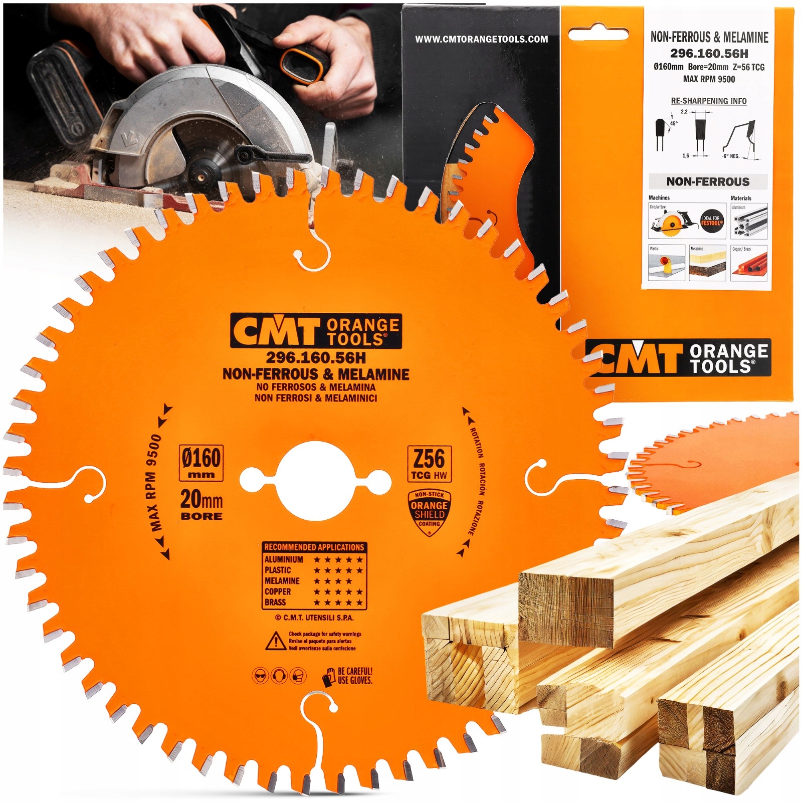 Kotouč Na Řezání Hliníkových Trubek Profil Pvc Řezací pila 160x20mm 56Z Cmt