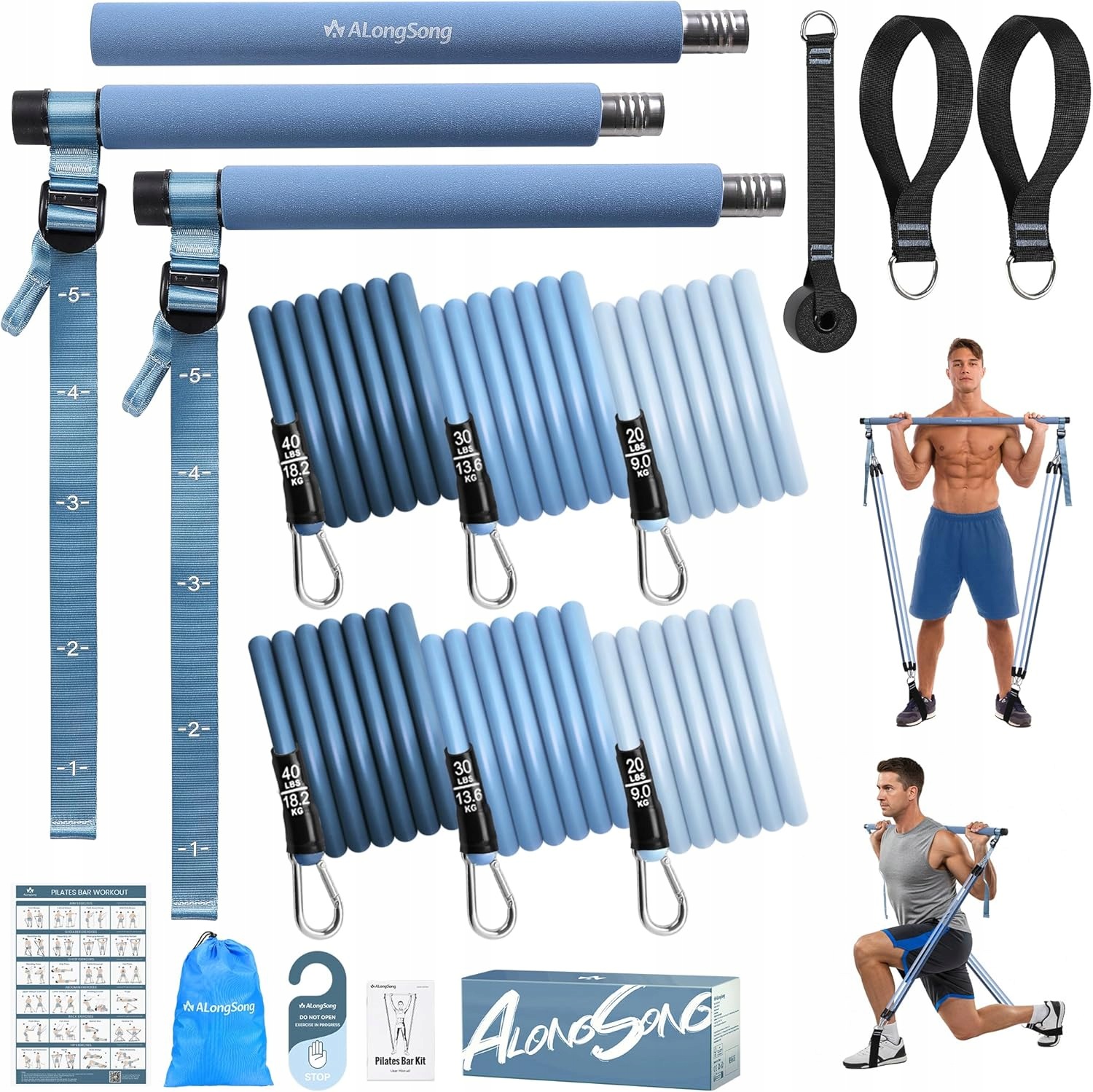 Zestaw do Pilatesu Drążek Gumy Oporowe ALongSong Kotwica Trening Fitness