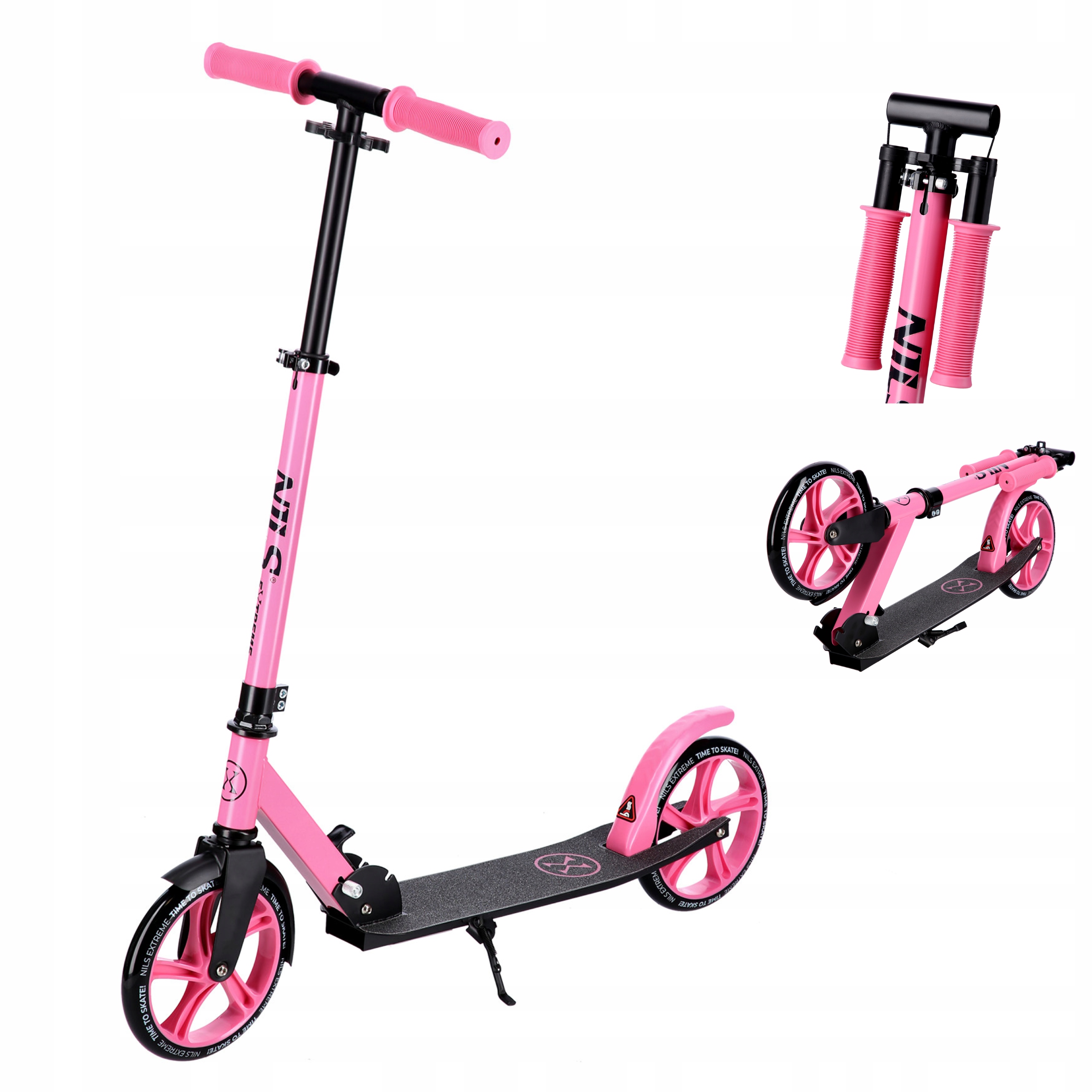 Hulajnoga Miejska Różowa Składana Duże Kółka 200mm ABEC7 100 Nils Extreme