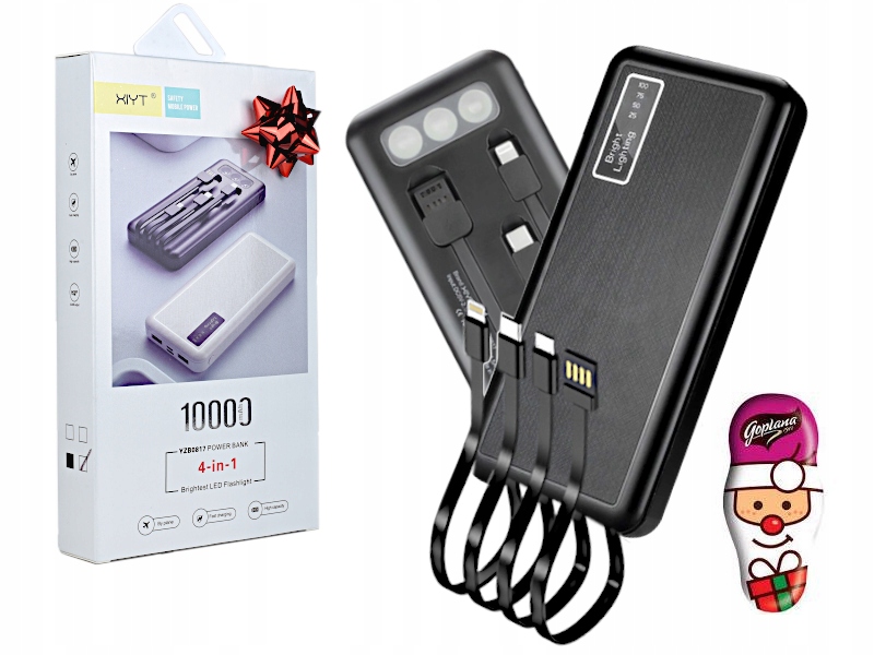 Powerbank Bateria 10000mAh 4w1 do Telefonu Tableta