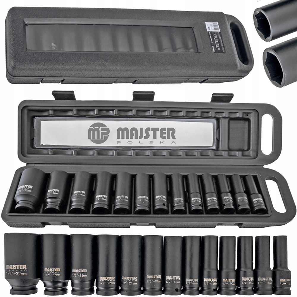 Nasadki Udarowe Zestaw Nasadek Udarowych 1/2 Długie 13EL 10-32MM MP0602
