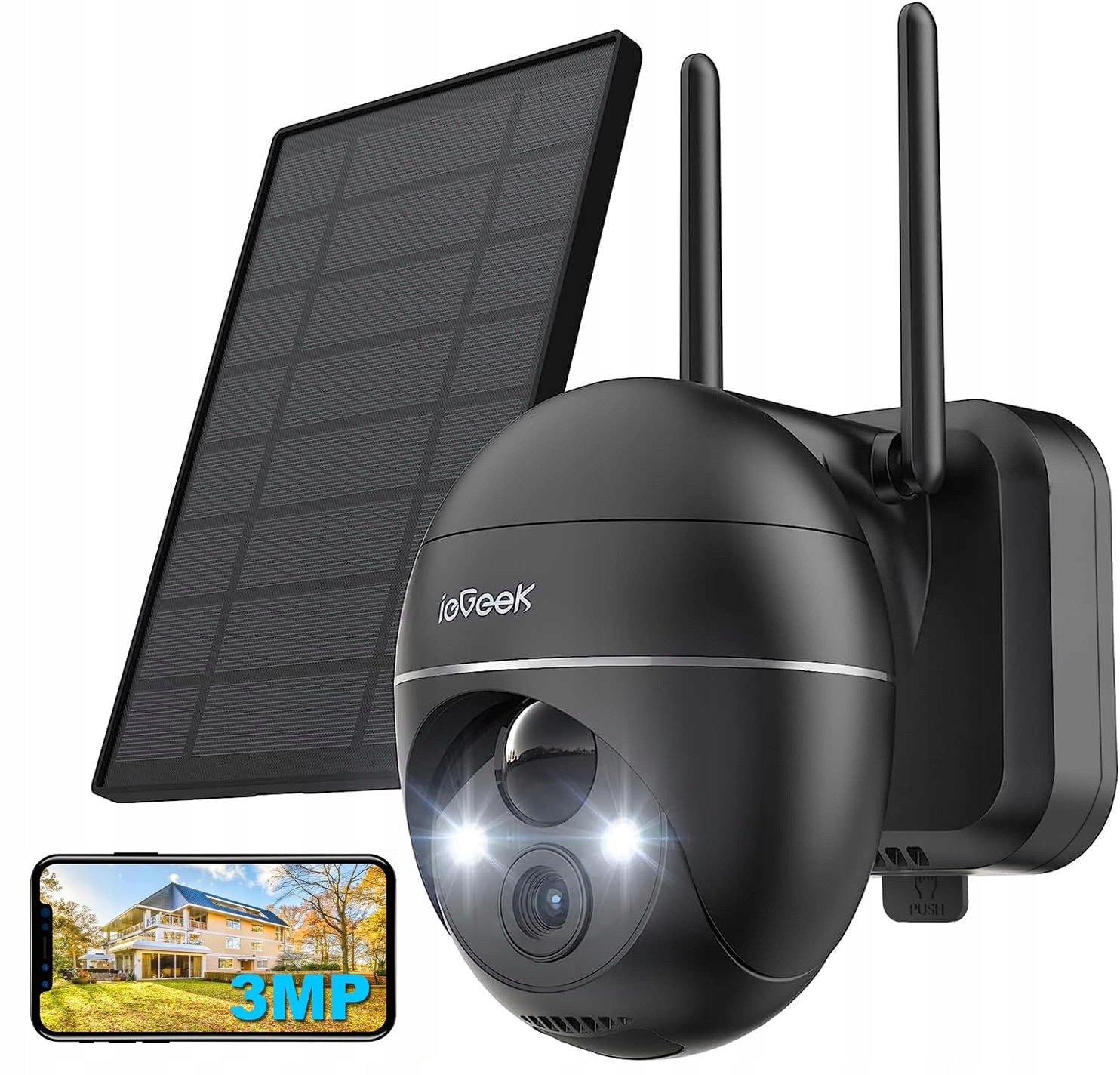 Venkovní Otočná Solární Kamera Ip Wifi 2K 3MPx 4x Zoom Bezdrátová