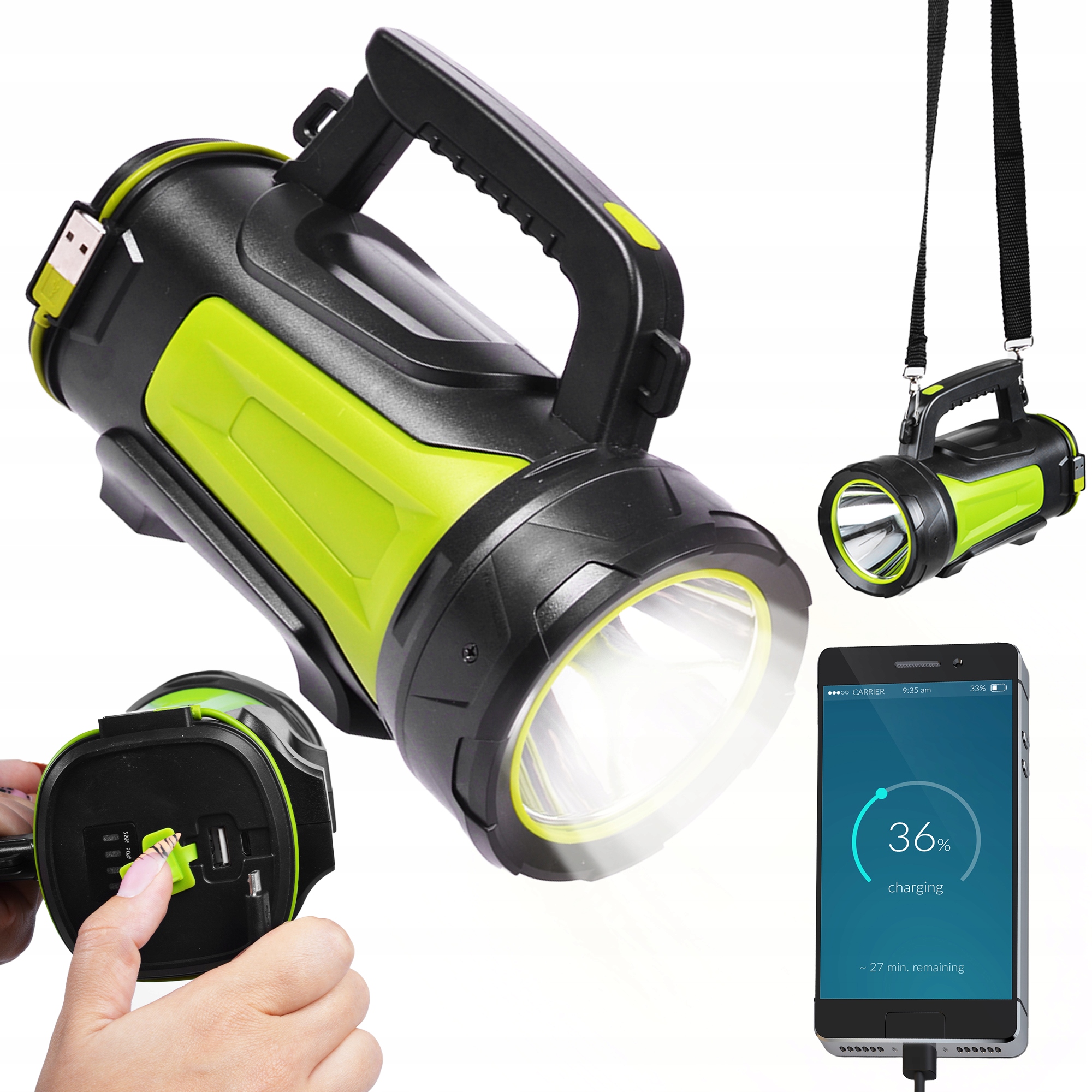 

Szperacz Latarka Akumulatorowa Powerbank Led
