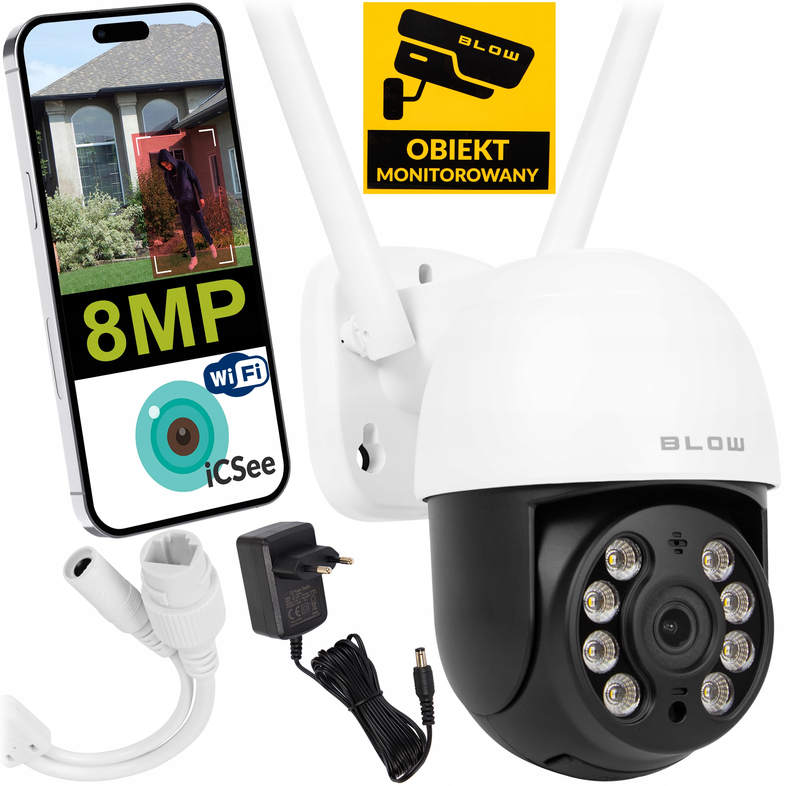 Kamera 8MPx Wifi Ip Otočná Icsee Smart Hd Venkovní Zoom Detekce Ptz
