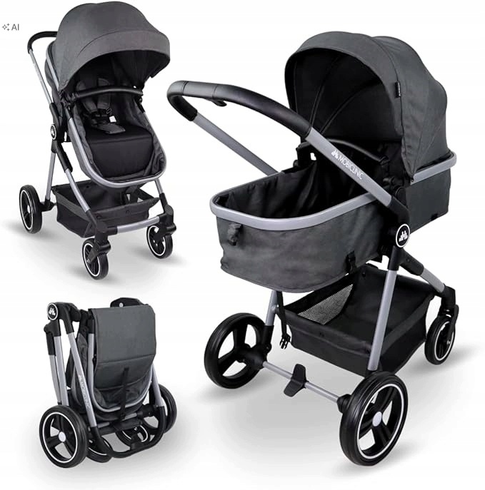 Mobiclinic Nuit Wózek 2w1 Ultrakompaktowy Składany Szary
