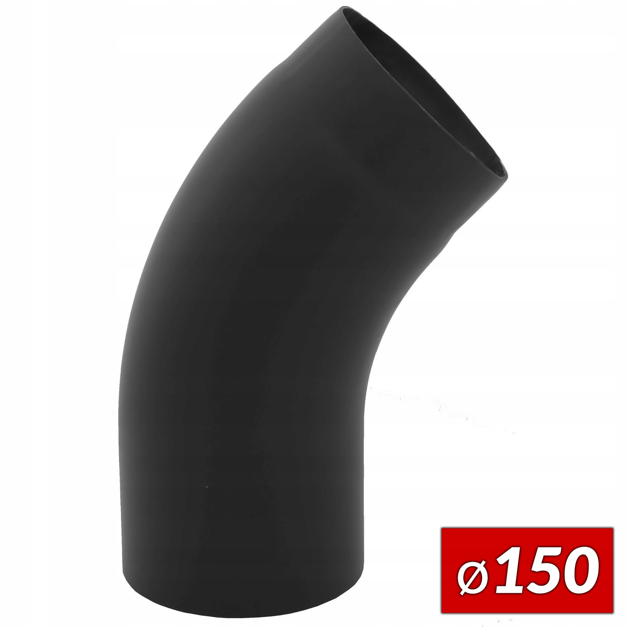 Koleno ohýbané z černého plechu 2 mm nízké 45° Darco 150 mm