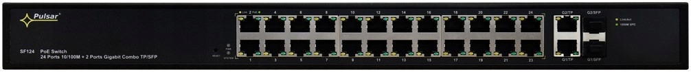 Prepínač Pulsar SF124 24x PoE 2x Sfp 2x UpLink