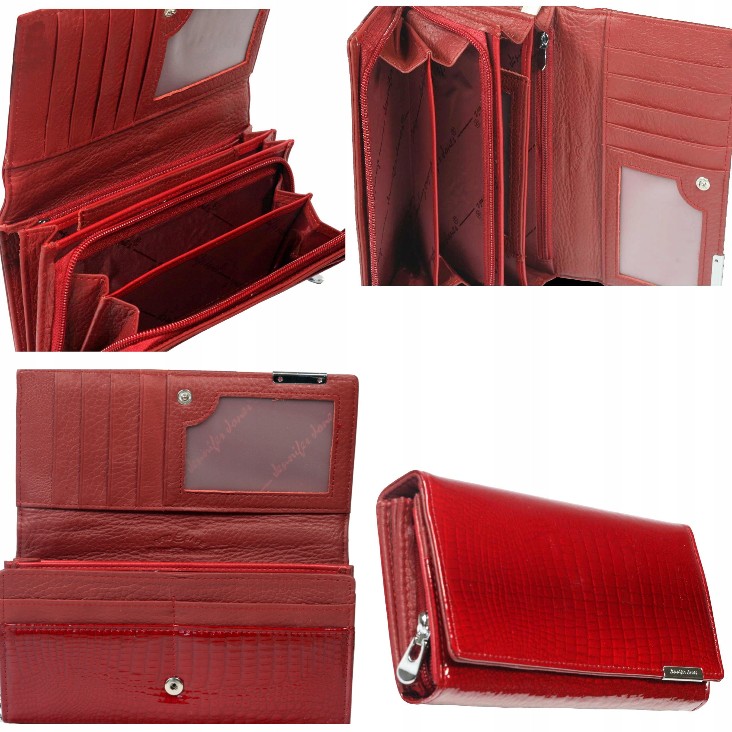 Dámská kožená peněženka červená lakovaná velká na zip