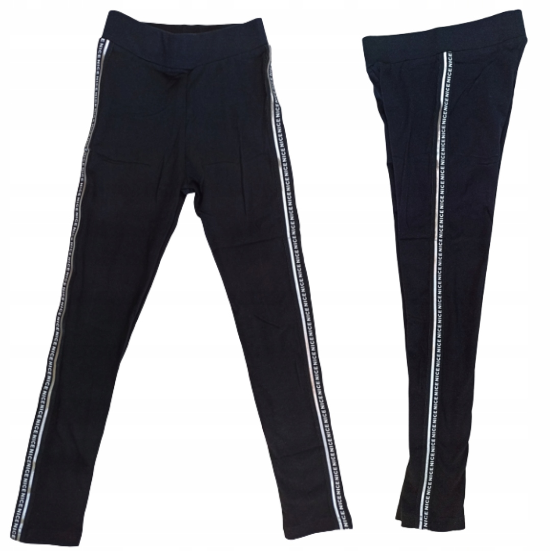 

Czarne legginsy dziecięce getry z lampasem 134/140