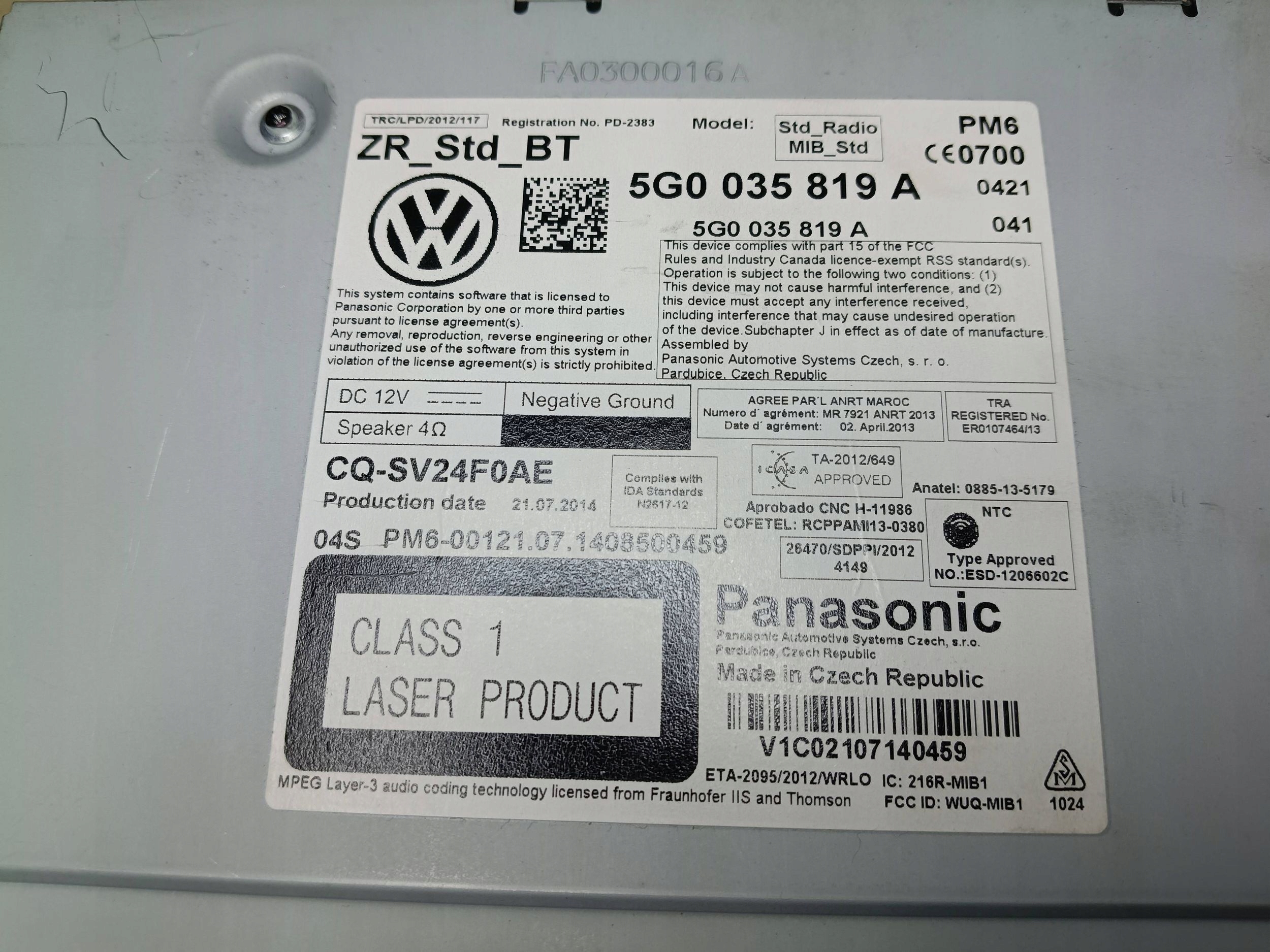 Stacja multimedialna Volkswagen Golf VII 5G0035819A