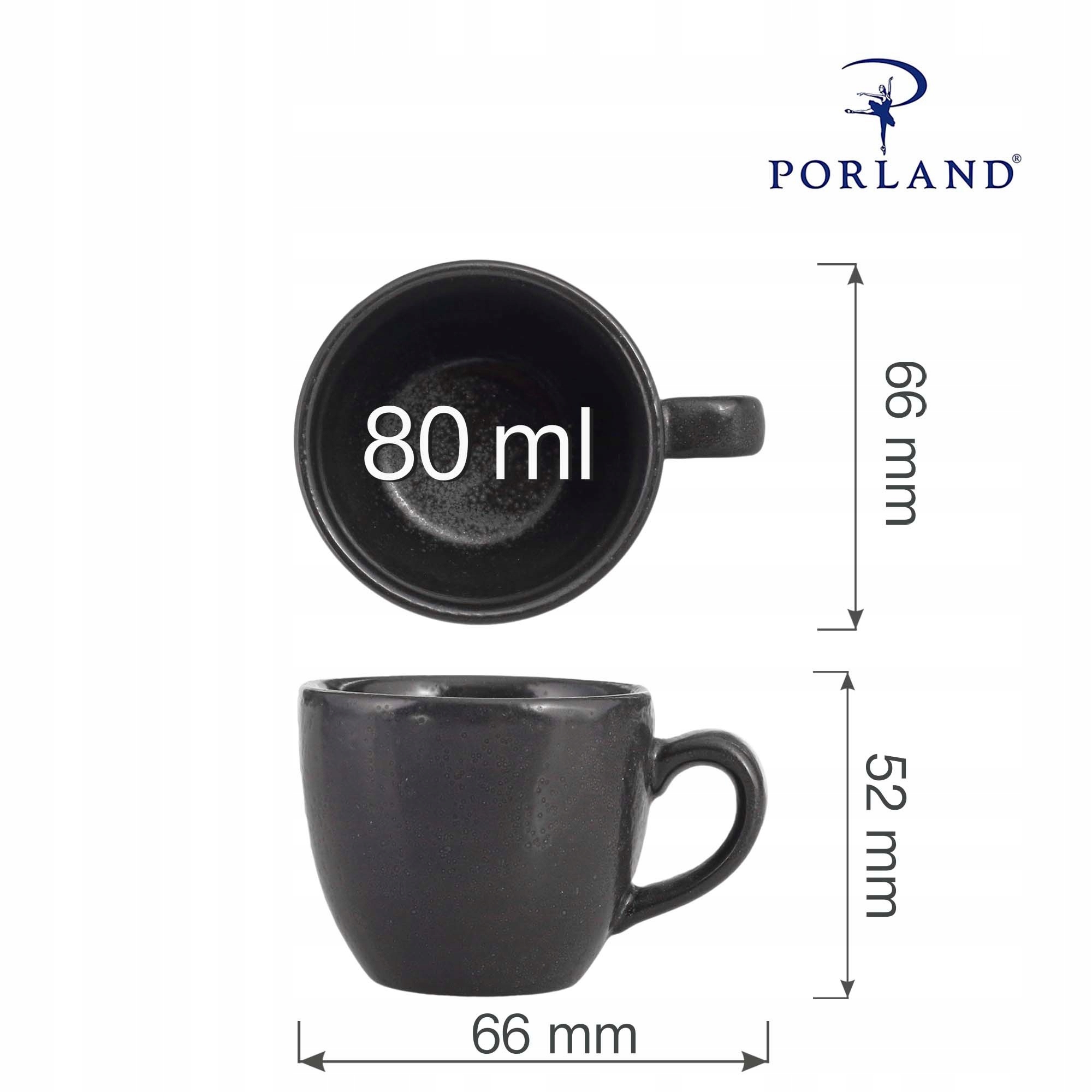 Filiżanka elegancka do espresso Coal 80 ml Marka Porland