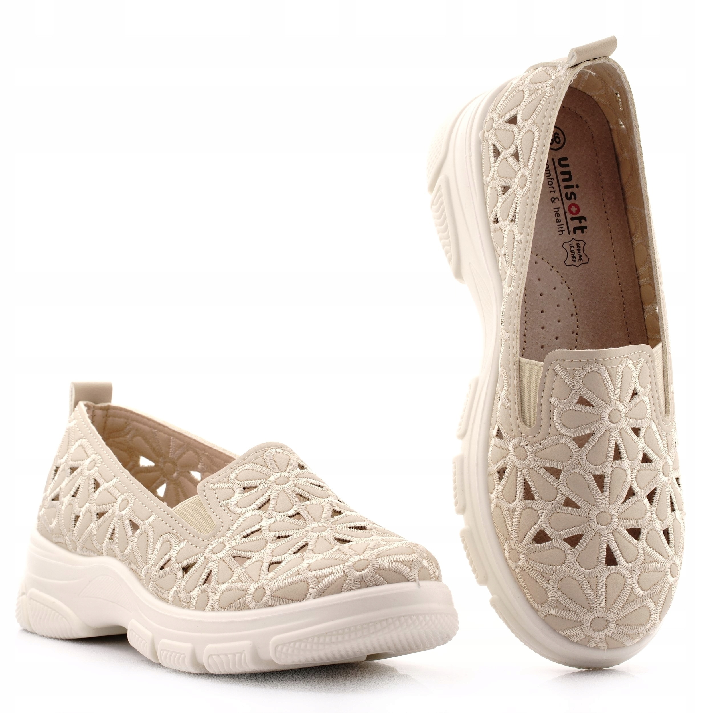 Evento Lordsy Buty Damskie Mokasyny Półbuty Ażurowe Beżowe 5592 38