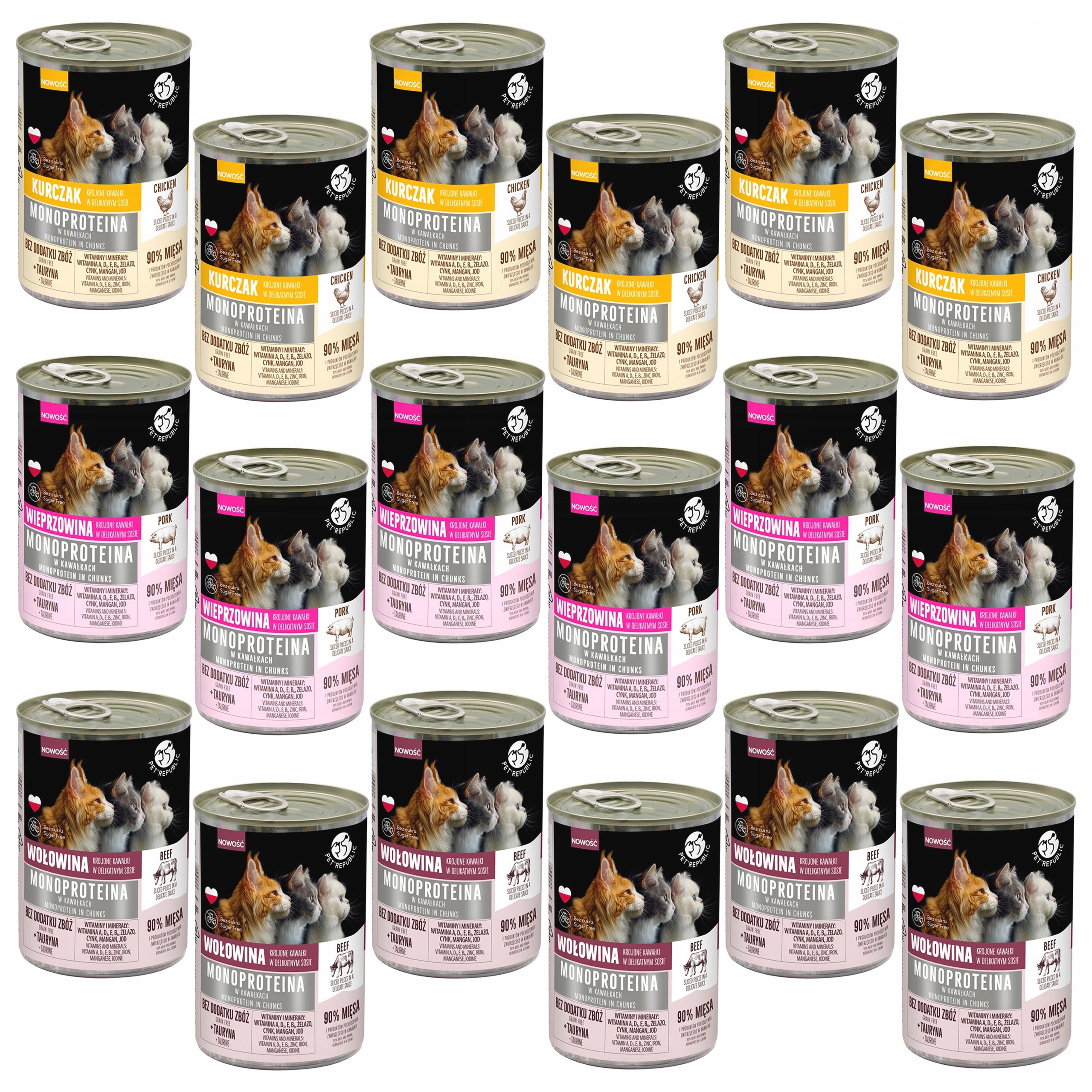 Pet Republic Mono Protein Mix Chutí krmivo pro kočky mokré 18 x 400 g