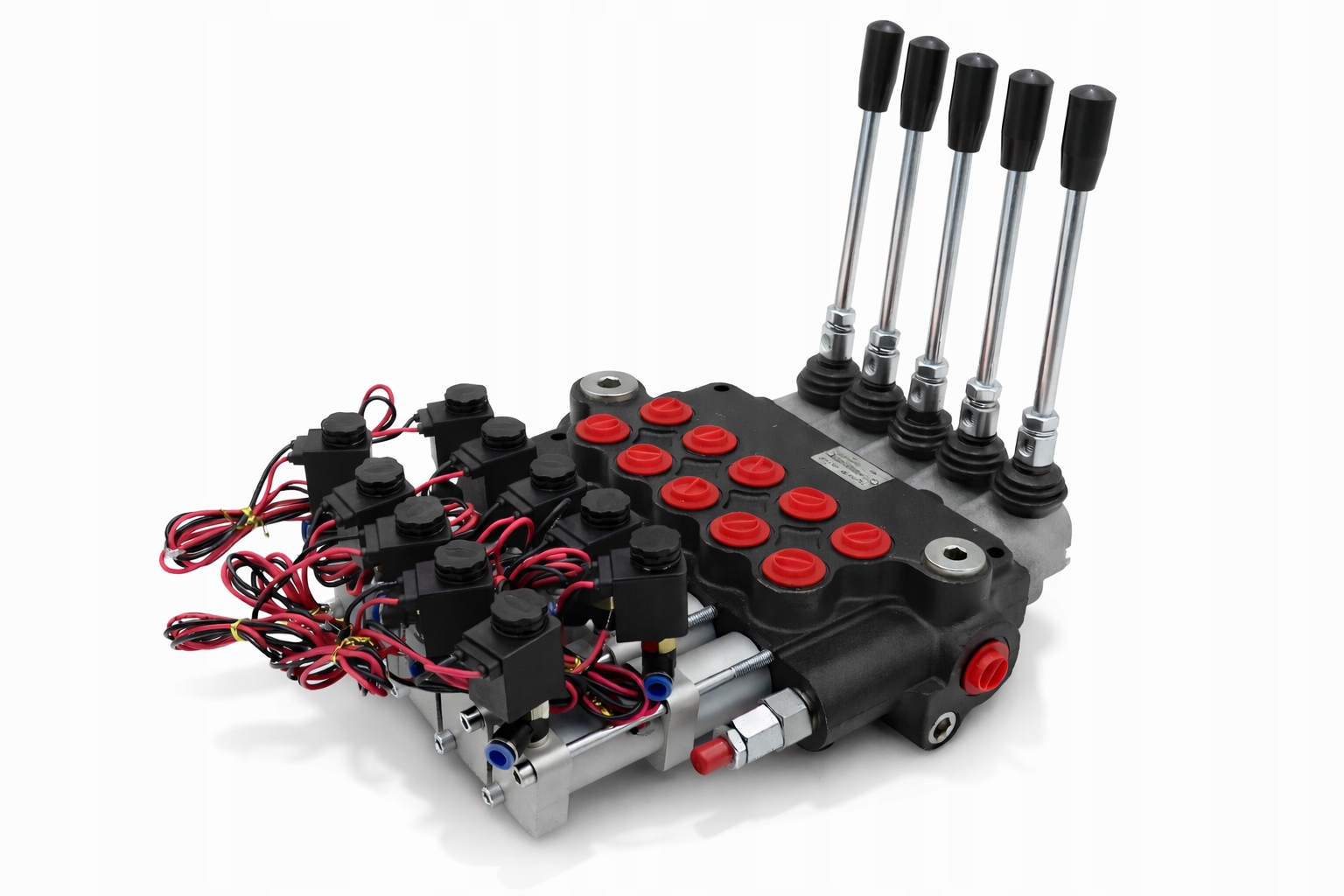 Hydraulický Rozdělovač 5 Sekcí 40L Pneumaticky Ovládaný 5 Sekcí 24V